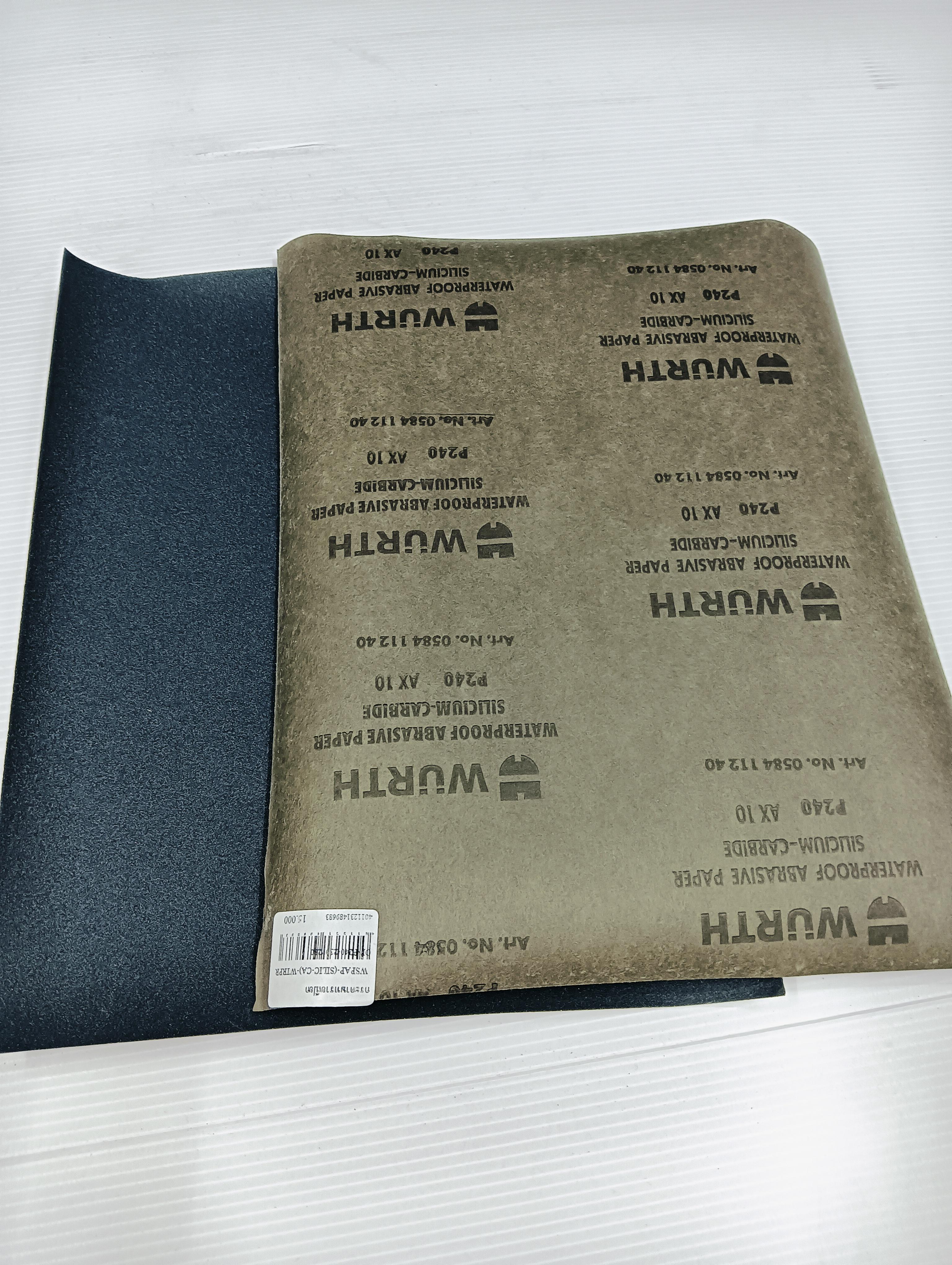** WURTH กระดาษทรายเปียก WSPAP-(SILIC-CA)-WTRPROF-P240-230*280 ** WURTH กระดาษทรายเปียก WSPAP-(SILIC-CA)-WTRPROF-P240-230*280 - ดำรงค์โฮมพลัส