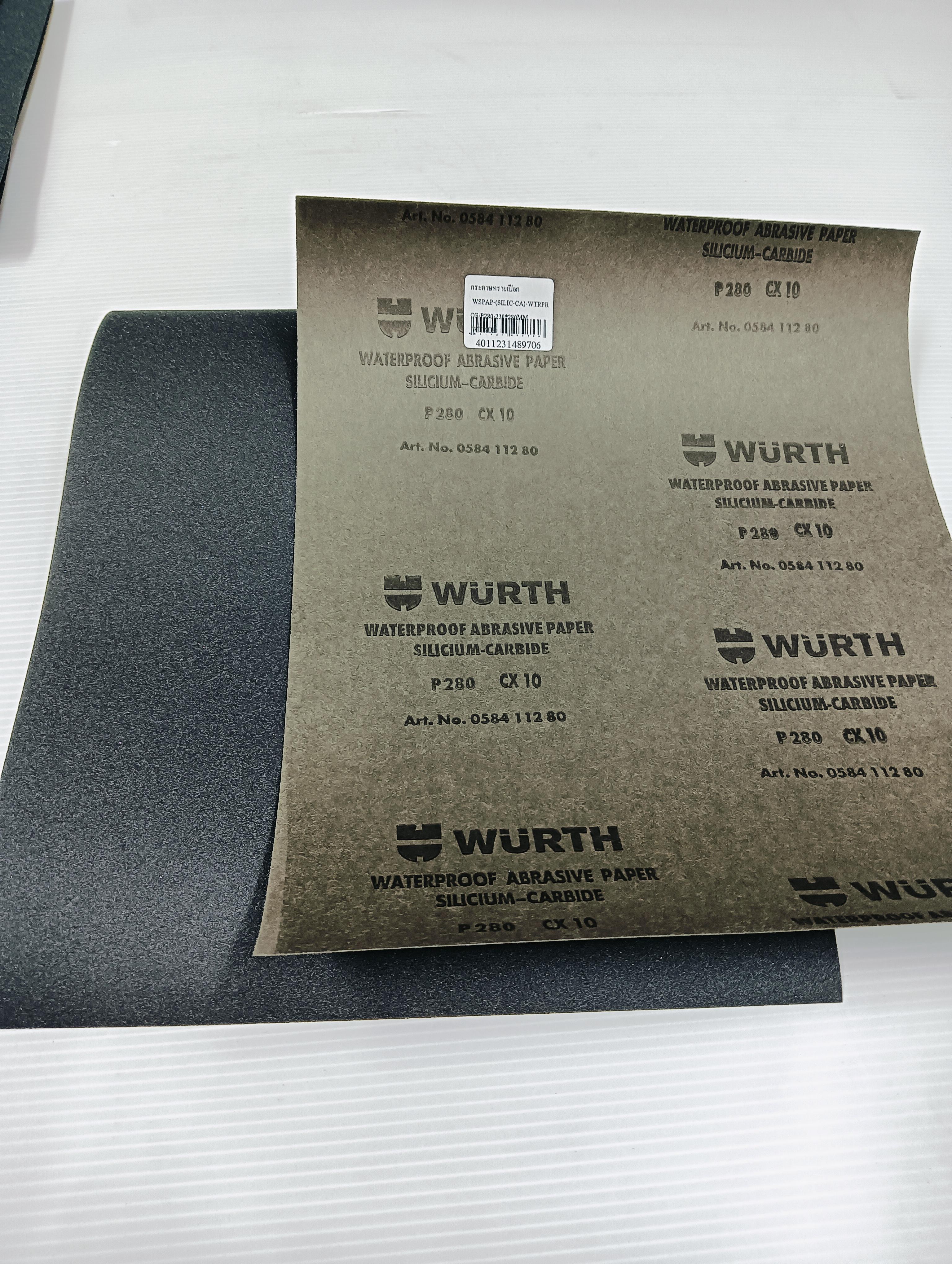** WURTH กระดาษทรายเปียก WSPAP-(SILIC-CA)-WTRPROF-P280-230*280MM ** WURTH กระดาษทรายเปียก WSPAP-(SILIC-CA)-WTRPROF-P280-230*280MM - ดำรงค์โฮมพลัส