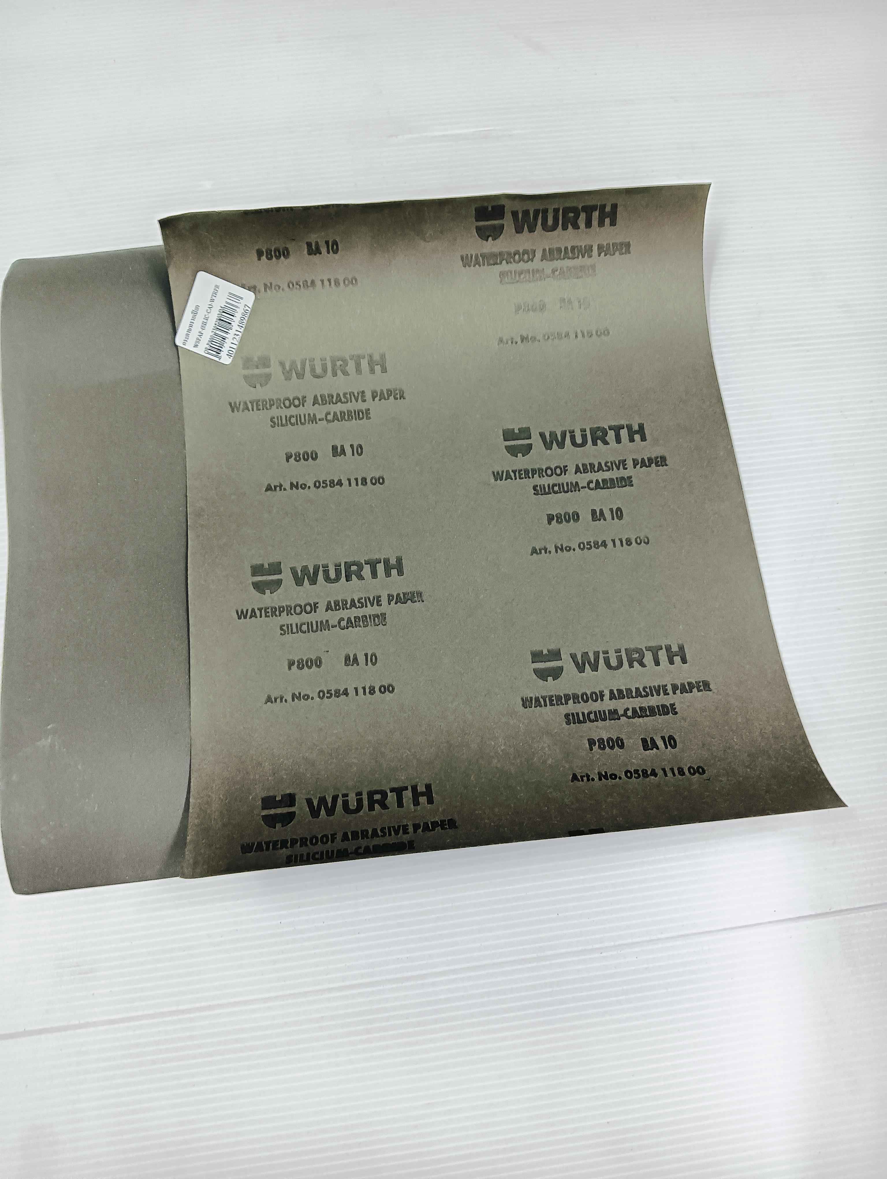 ** WURTH กระดาษทรายเปียก WSPAP-(SILIC-CA)-WTRPROF-P800-230*280MM ** WURTH กระดาษทรายเปียก WSPAP-(SILIC-CA)-WTRPROF-P800-230*280MM - ดำรงค์โฮมพลัส