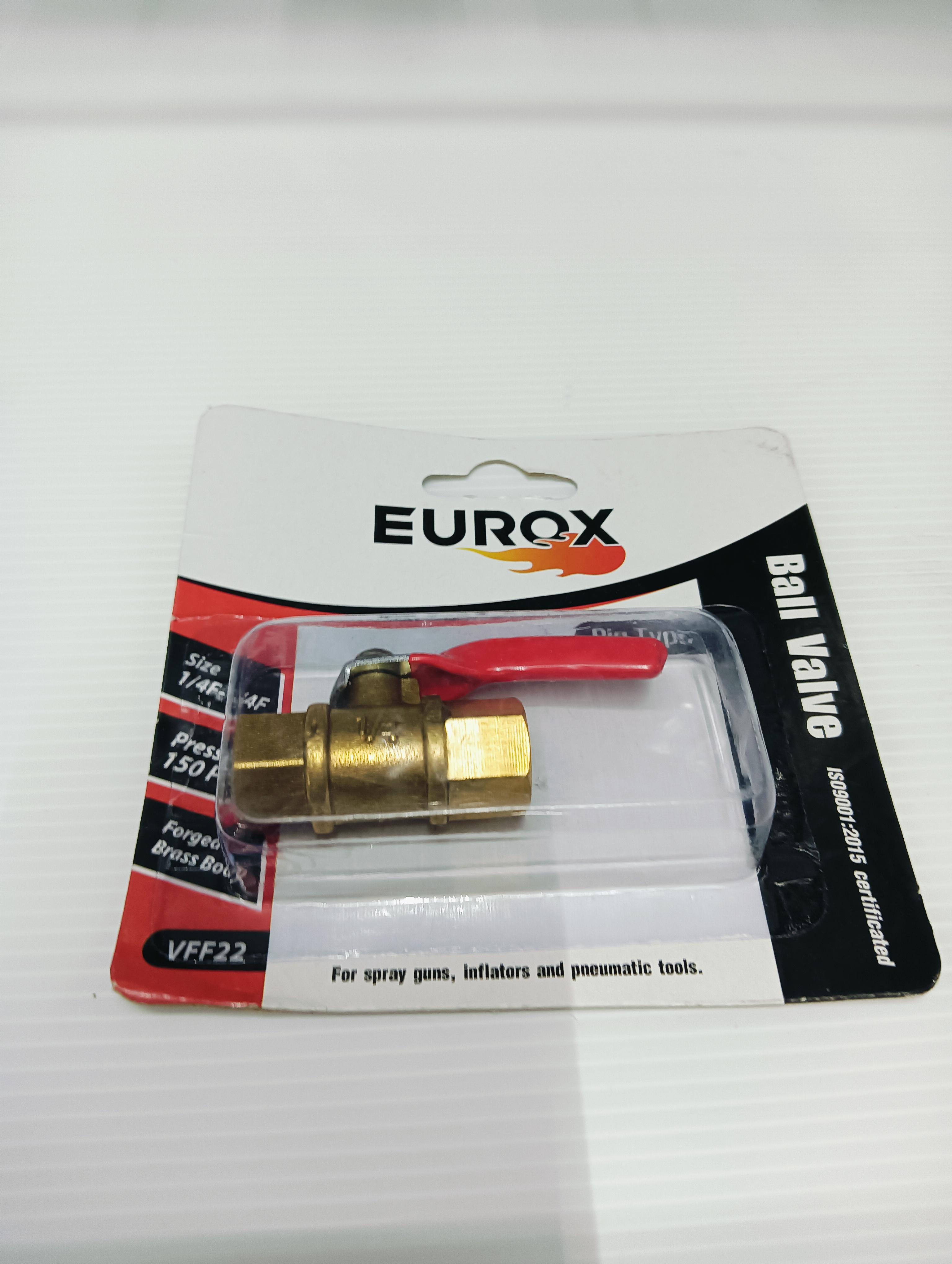 EUROX บอลวาล์วทองเหลือง (เกลียวใน-เกลียวใน) บอลวาล์วE เมีย-เมีย 2 หุน