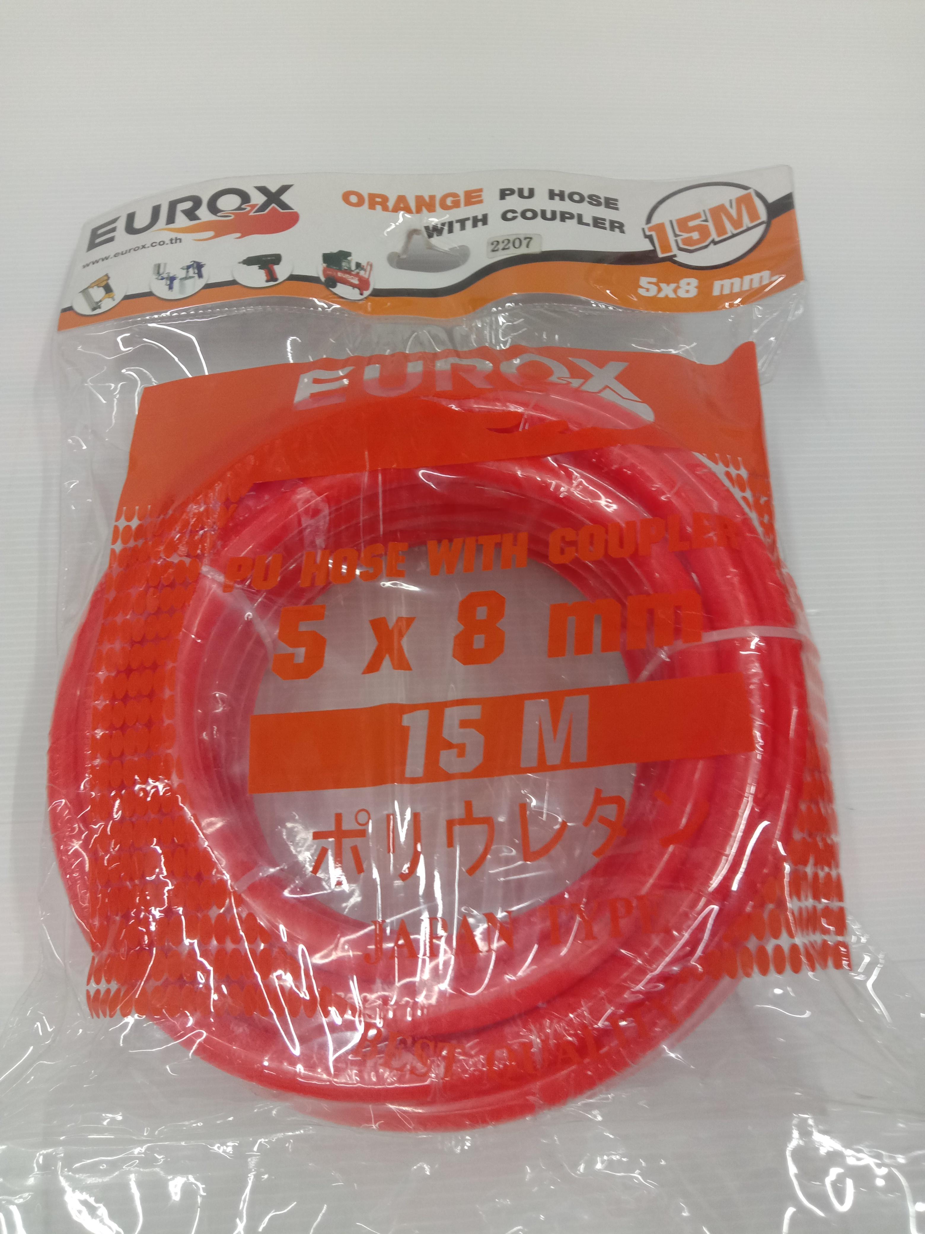EUROX สายลมพร้อมใช้+สปริงE5x8 15ม.ส้ม