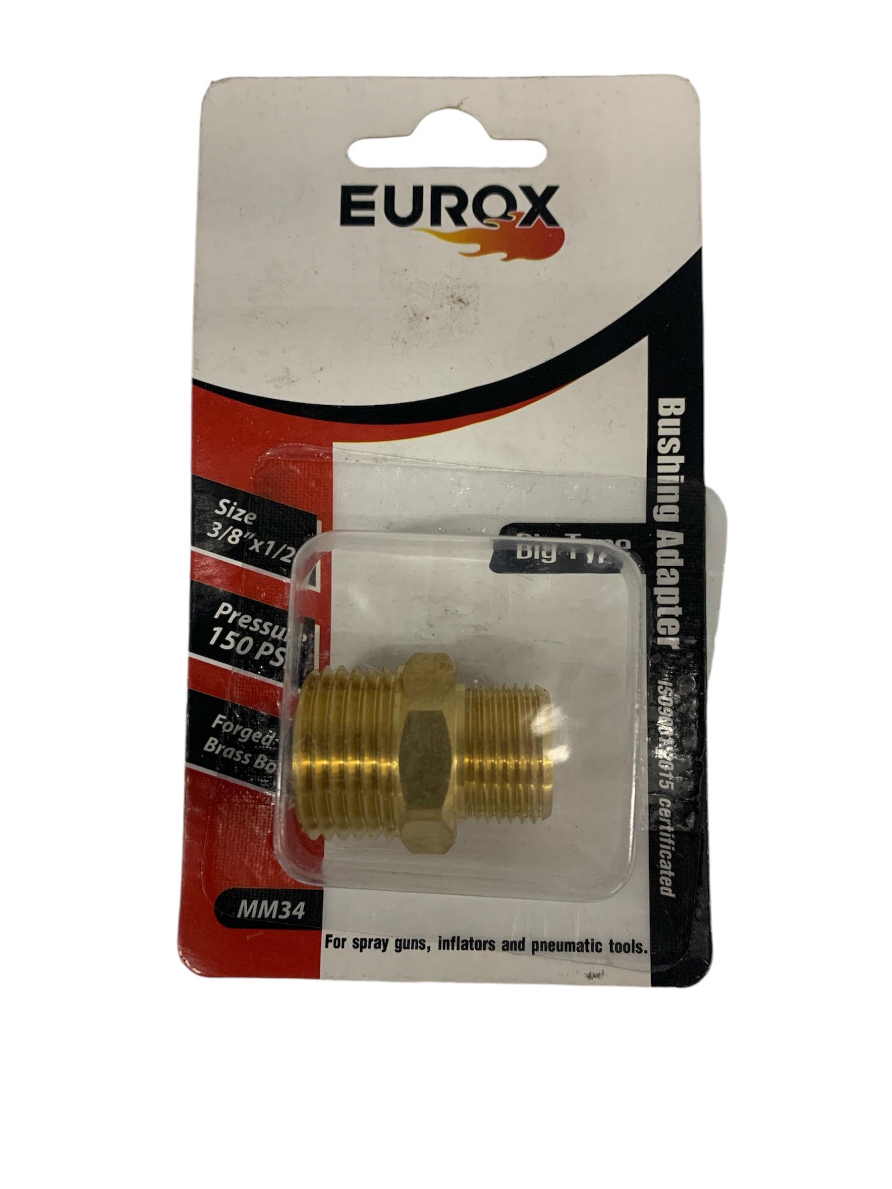 EUROX นิปเปิ้ลตัวผู้ทองเหลือง นิปเปิ้ลE (3-4) 3/8*1/2 EUROX นิปเปิ้ลตัวผู้ทองเหลือง นิปเปิ้ลE (3-4) 3/8*1/2 - ดำรงค์โฮมพลัส