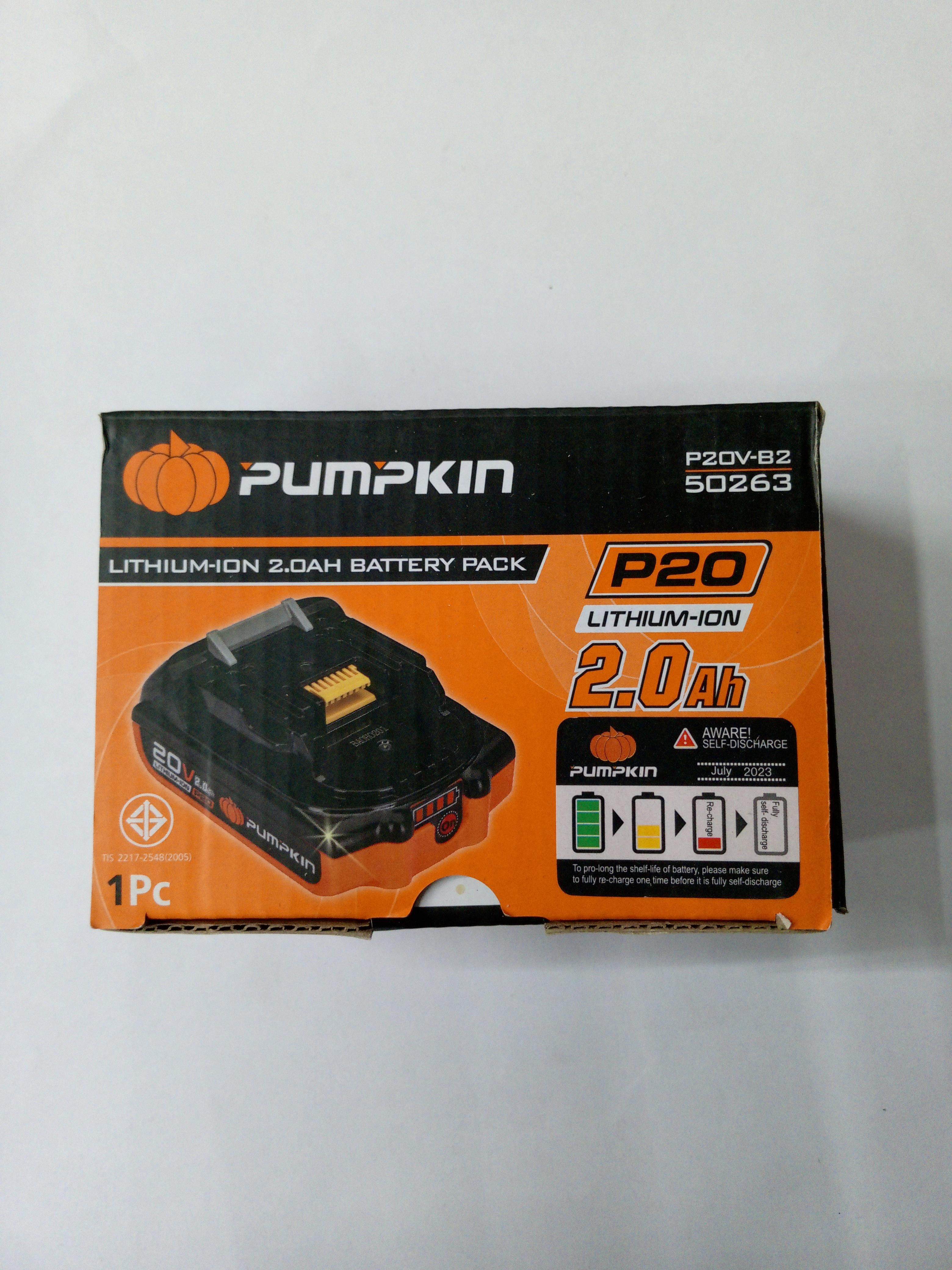 PUMPKIN แบตเตอรี่ลิเธียมไอออน ขนาดความจุ 2.0Ah (แอมป์อาวว์) 50263 P20V-B2 P20