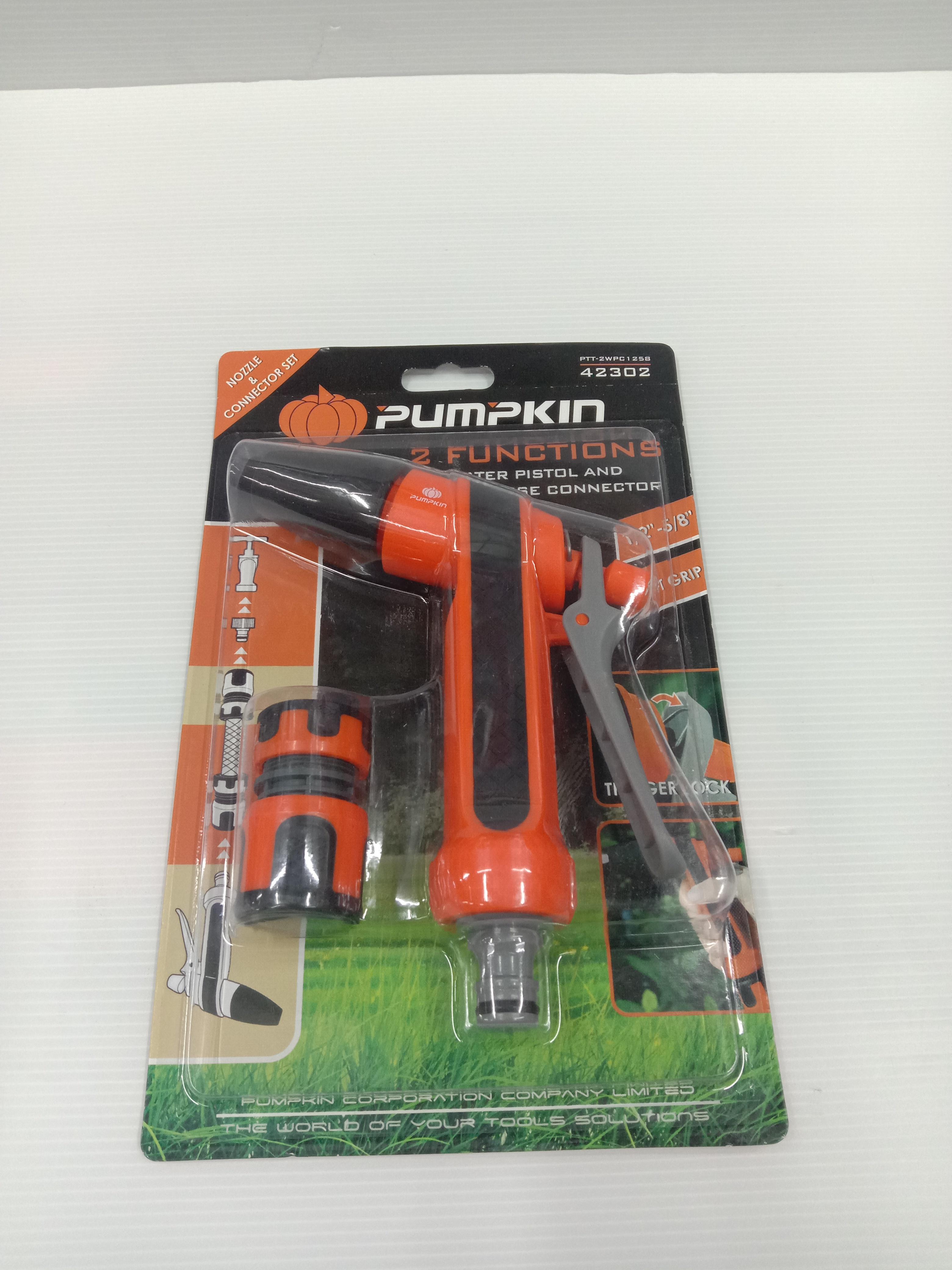 ชุดปืนฉีดน้ำ 2ฟังก์ชั่น พร้อมข้อต่อสายยาง 1/2-5/8 PTT-2WPC1258 PUMPKIN ชุดปืนฉีดน้ำ 2ฟังก์ชั่น พร้อมข้อต่อสายยาง 1/2-5/8 PTT-2WPC1258 PUMPKIN - ดำรงค์โฮมพลัส