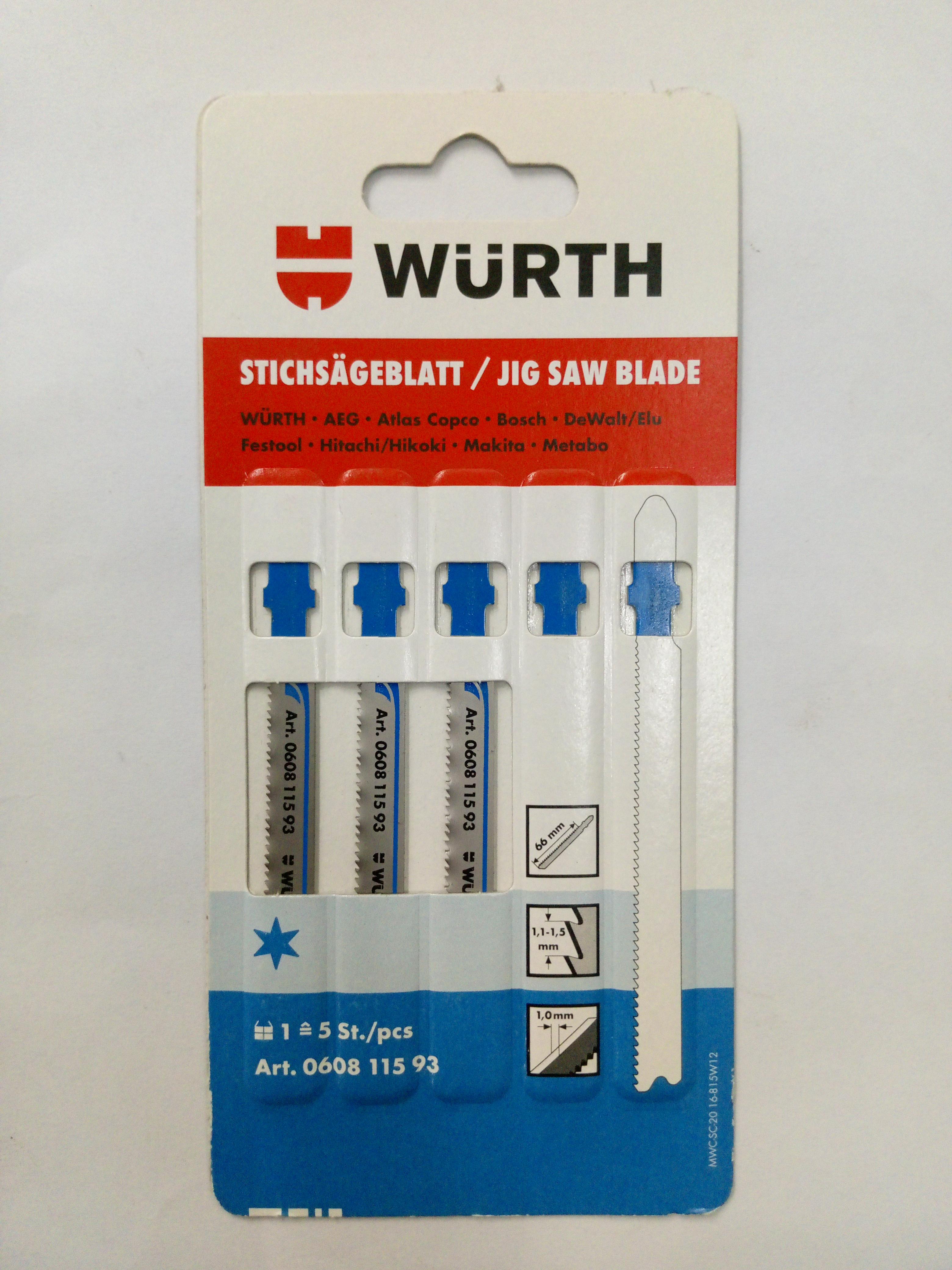 ** WURTH ใบเลื่อยจิ๊กซอสำหรับงานโลหะ ** WURTH ใบเลื่อยจิ๊กซอสำหรับงานโลหะ - ดำรงค์โฮมพลัส