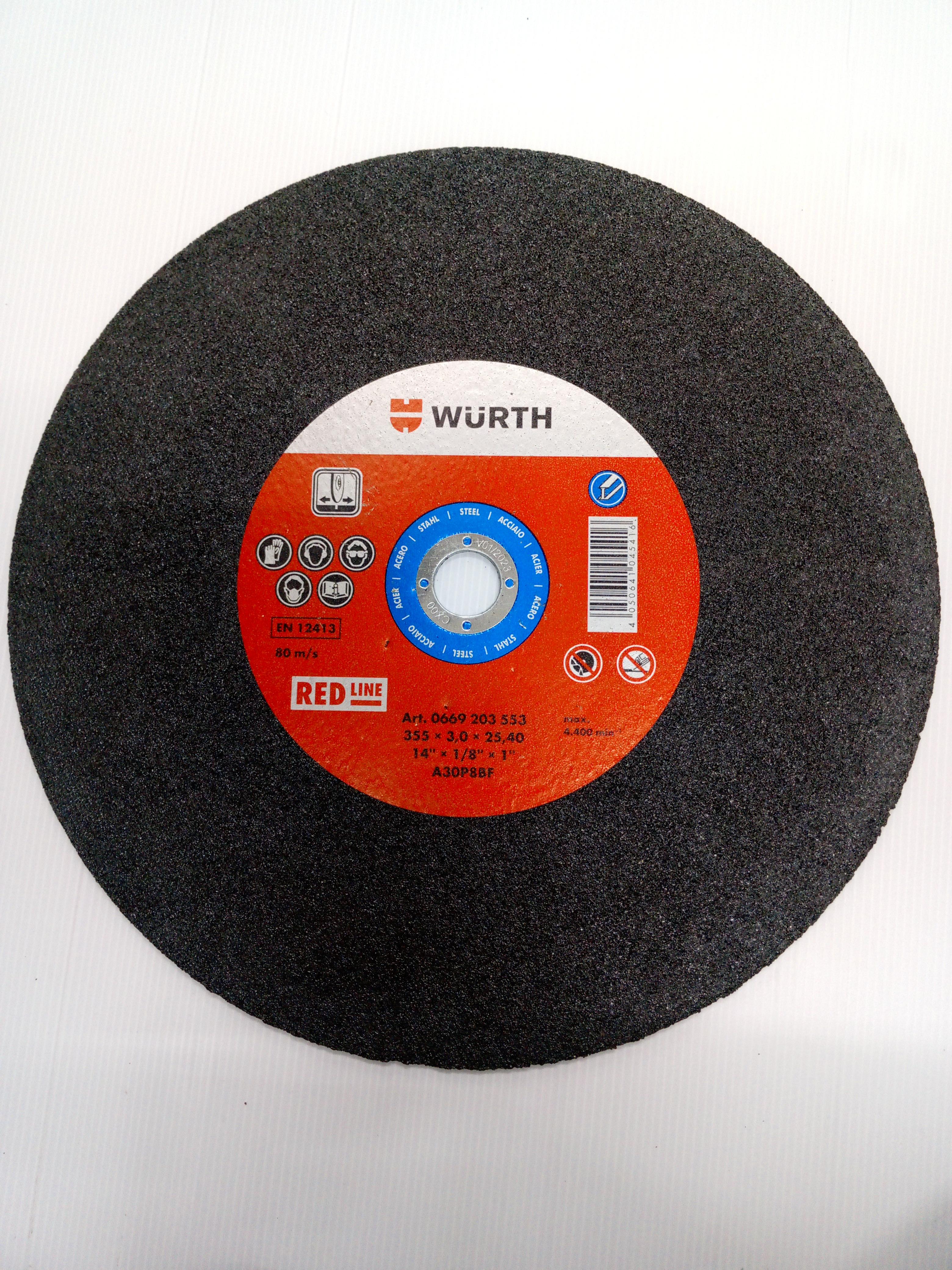 ** WURTH แผ่นตัดเหล็กรุ่น RED LINE 355*3.0*25.4MM. ** WURTH แผ่นตัดเหล็กรุ่น RED LINE 355*3.0*25.4MM. - ดำรงค์โฮมพลัส