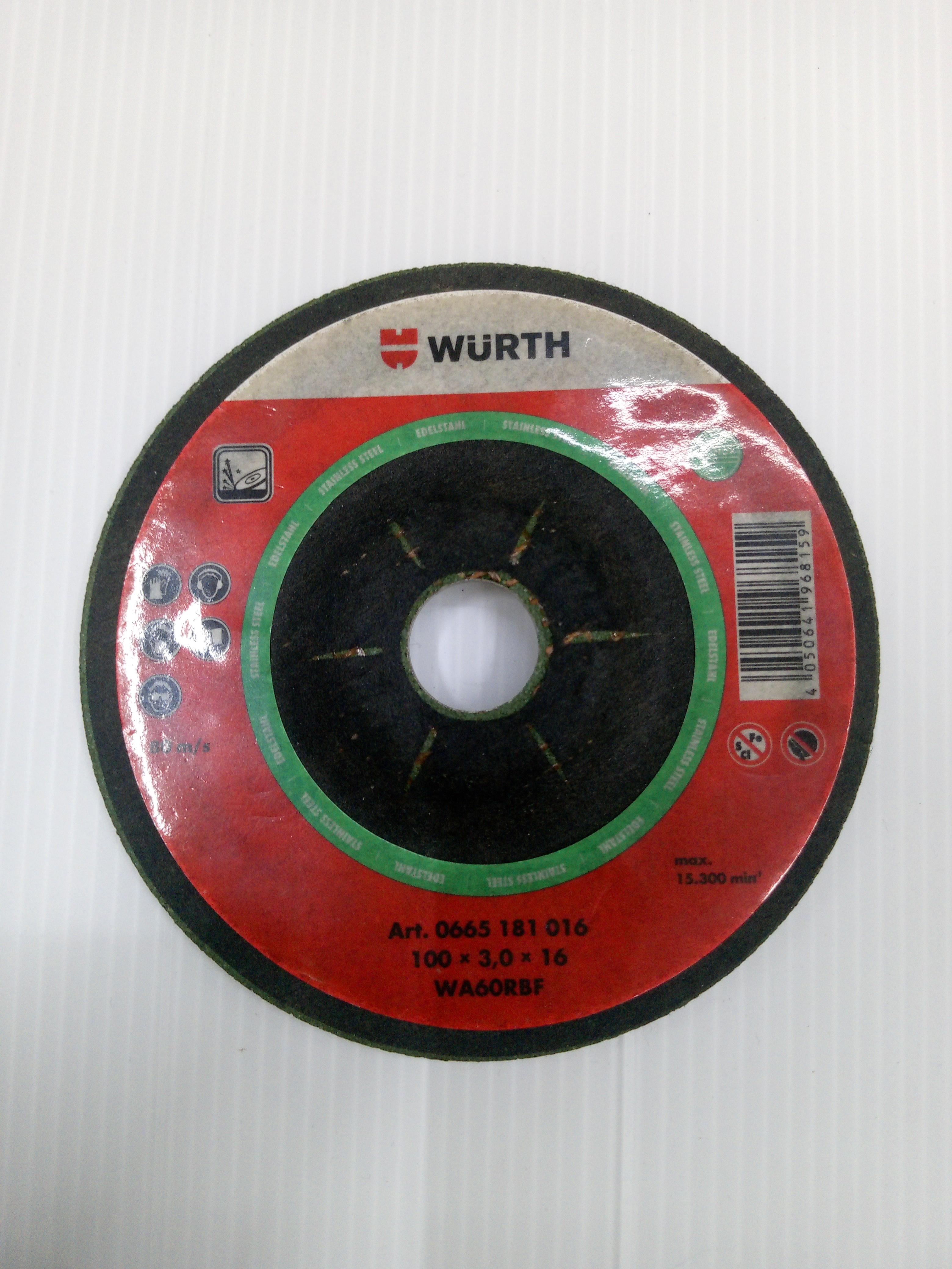 ** WURTH แผ่นเจียร์สแตนเลส เหล็ก 4นิ้ว ** WURTH แผ่นเจียร์สแตนเลส เหล็ก 4นิ้ว - ดำรงค์โฮมพลัส