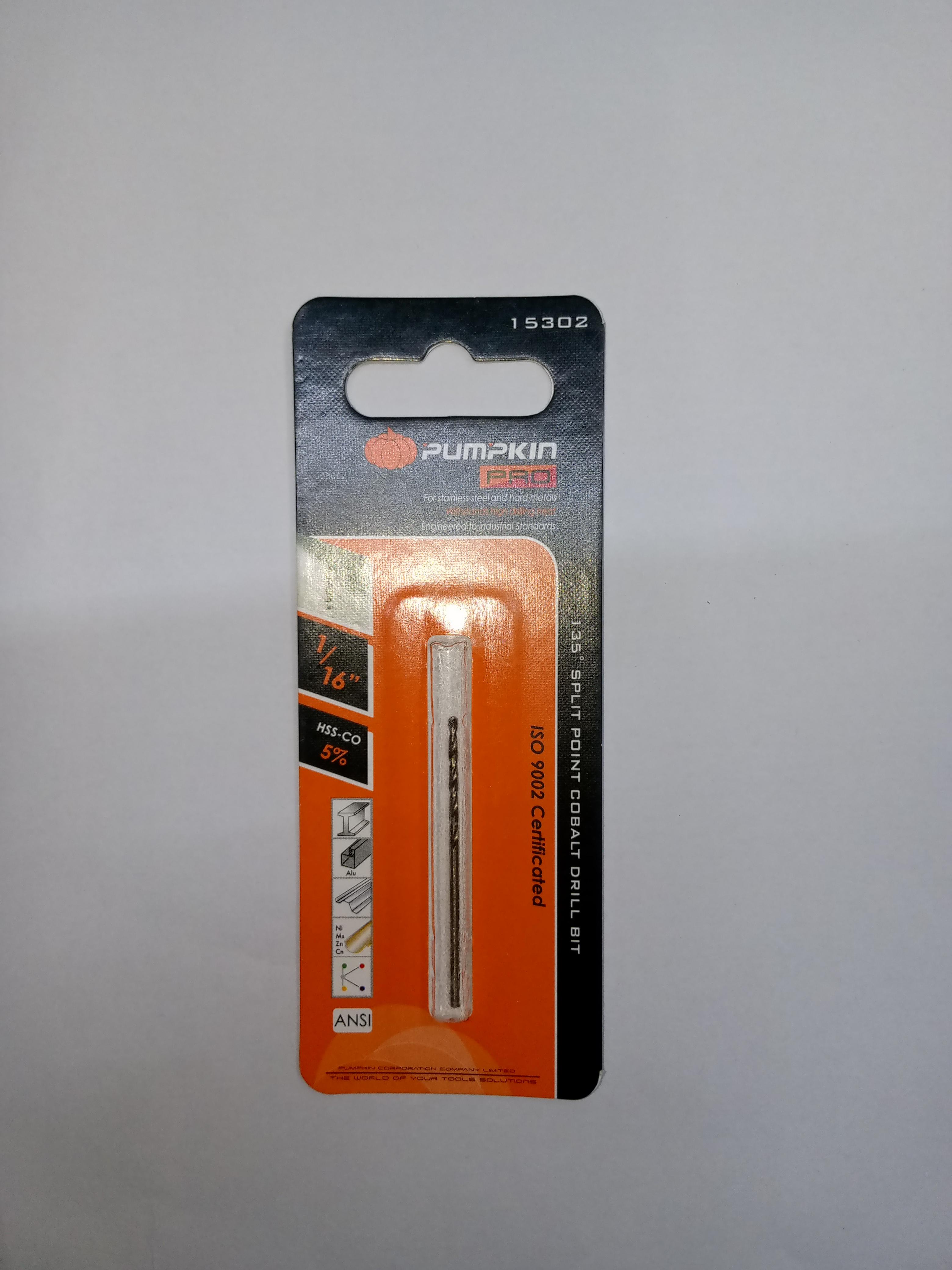 PUMPKIN ดอกสว่านโคบอลต์ ก้านกลม เจาะเหล็ก PRO 1/16นิ้ว PUMPKIN ดอกสว่านโคบอลต์ ก้านกลม เจาะเหล็ก PRO 1/16นิ้ว - ดำรงค์โฮมพลัส