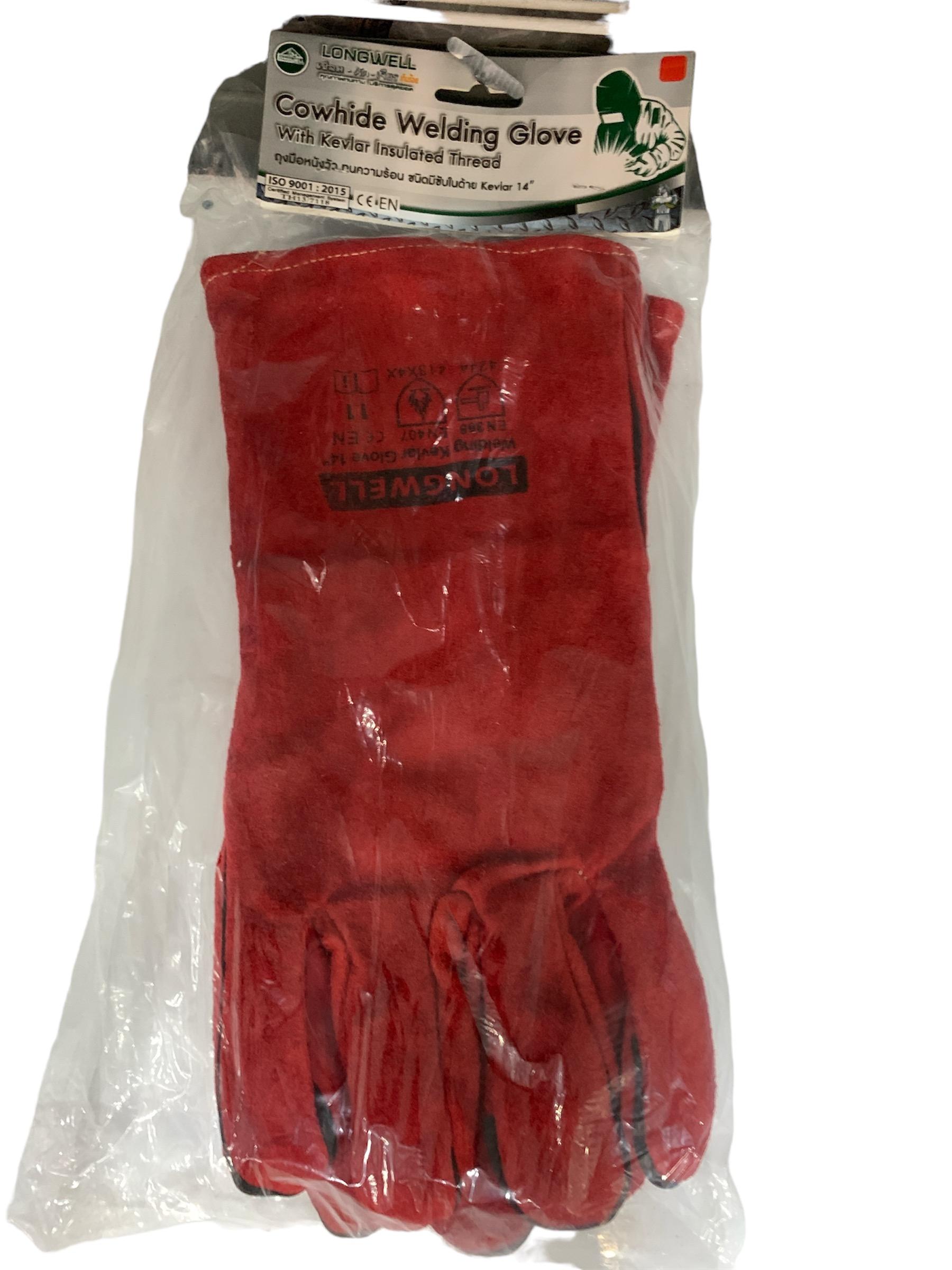 LONGWELL ถุงมือซับในทนความร้อนเทฟล่า 14 เกรดA สีแดง