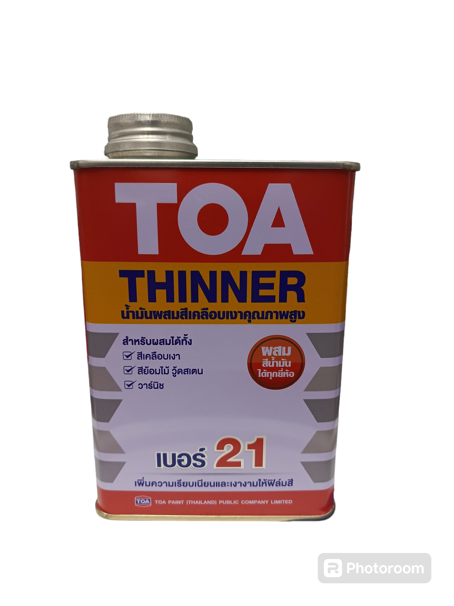 TOA ทินเนอร์ผสมวานิช ย้อมไม้ #21 (1/4กล) TOA ทินเนอร์ผสมวานิช ย้อมไม้ #21 (1/4กล) - ดำรงค์โฮมพลัส