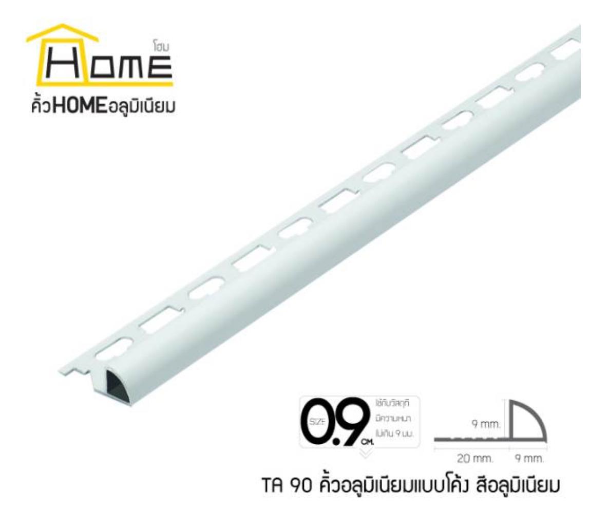 HOME คิ้วอลูมิเนียม แบบโค้ง TA90 9ซม.*2.0ม. (สีอลูมิเนียม) HOME คิ้วอลูมิเนียม แบบโค้ง TA90 9ซม.*2.0ม. (สีอลูมิเนียม) - ดำรงค์โฮมพลัส