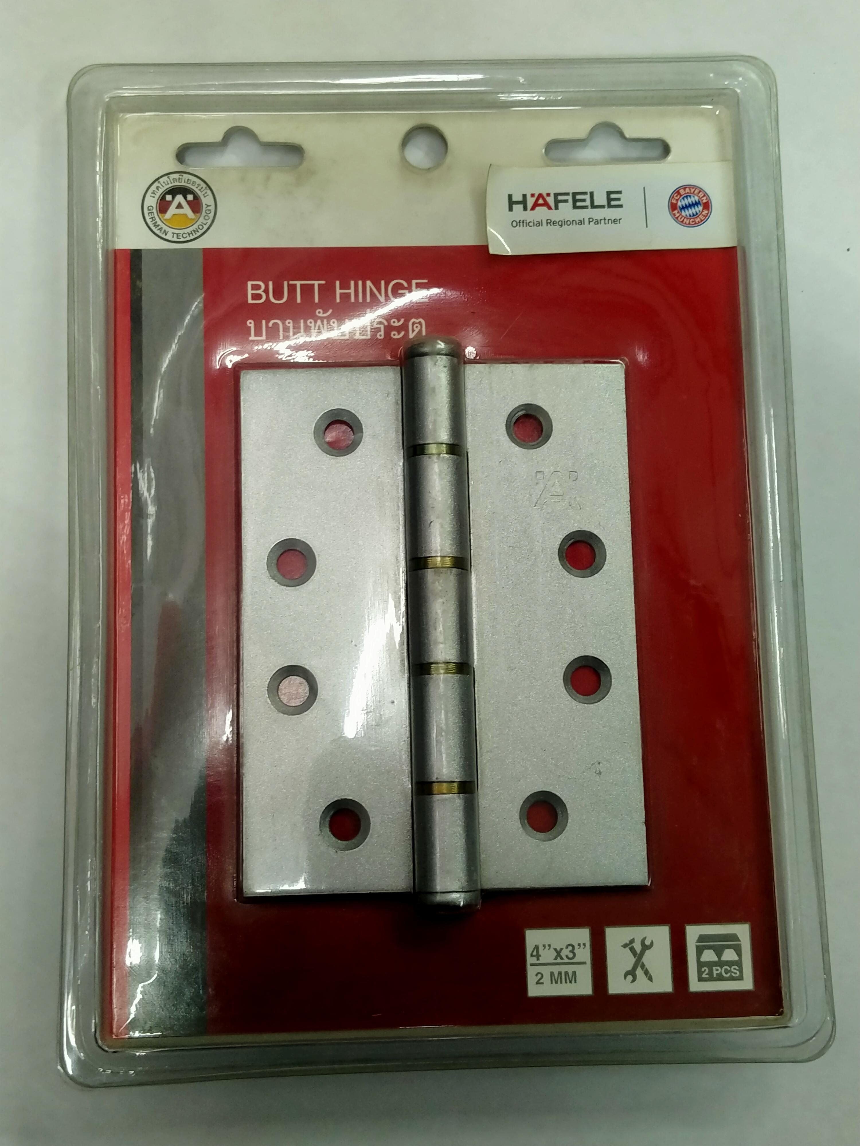 HAFELE บานพับสแตนเลส BUTT HIN ST.SILV102X76X2MM 2PC #489.04.003 HAFELE บานพับสแตนเลส BUTT HIN ST.SILV102X76X2MM 2PC #489.04.003 - ดำรงค์โฮมพลัส