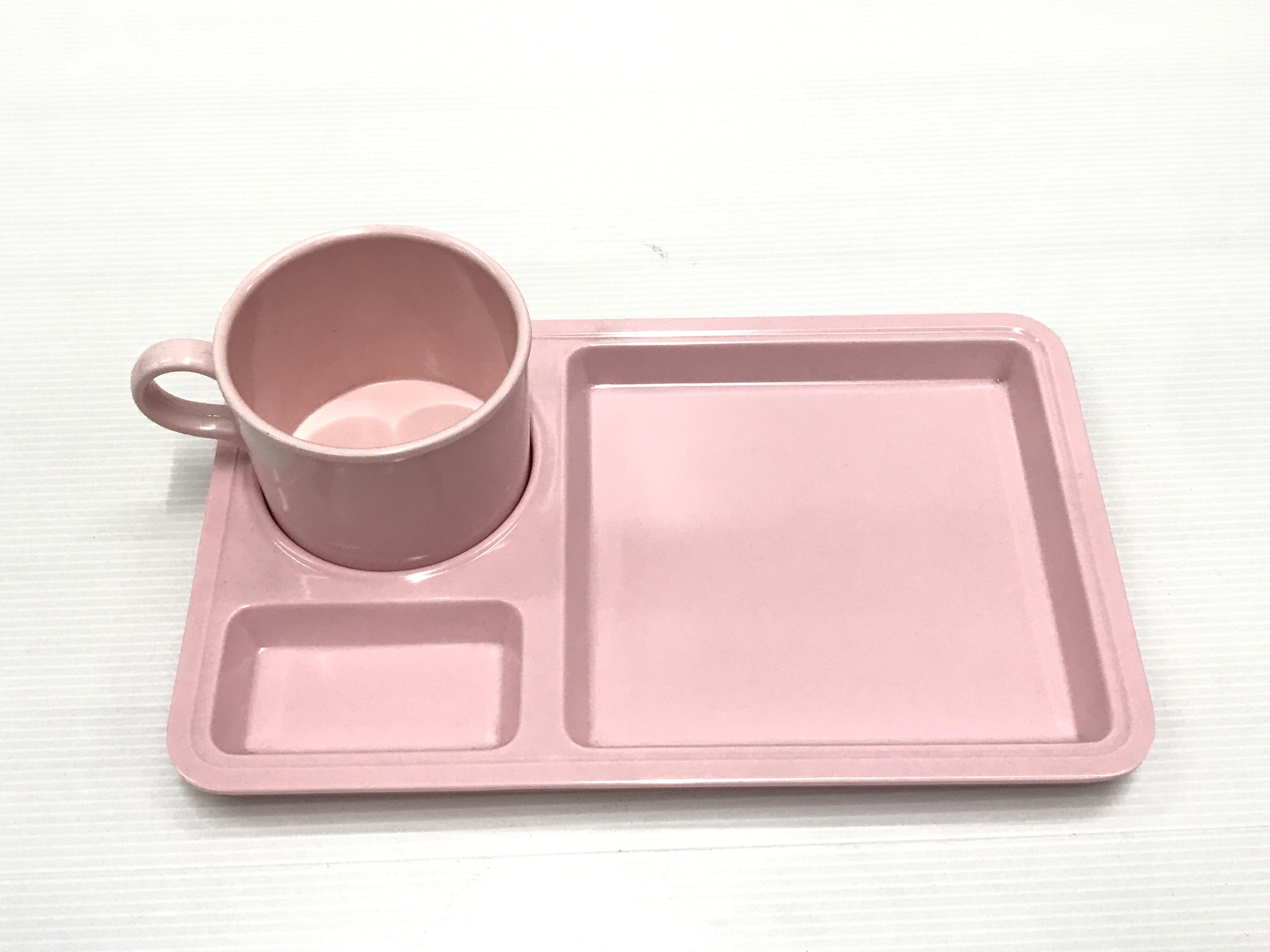 Melamine ชุดแก้วกาแฟถาดสี่เหลี่ยม SC6051-10 สีชมพู