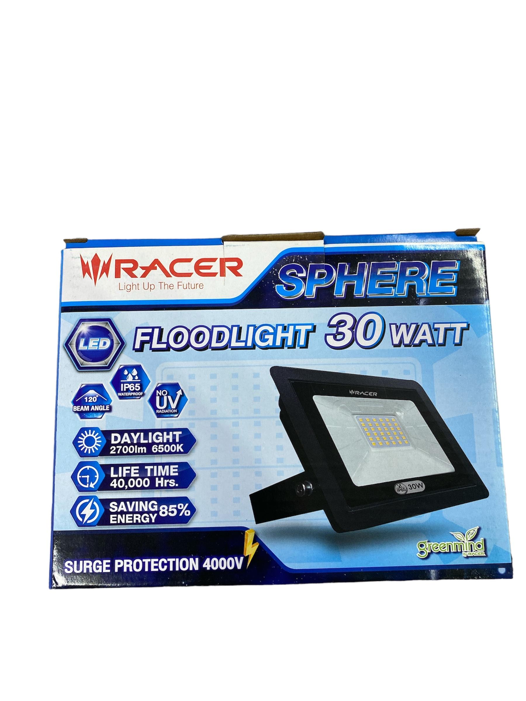 ** RACER โคมไฟสาดแสง LED สเฟียร์ 30 W IP65 แสงขาว (10/ลัง) ** RACER โคมไฟสาดแสง LED สเฟียร์ 30 W IP65 แสงขาว (10/ลัง) - ดำรงค์โฮมพลัส