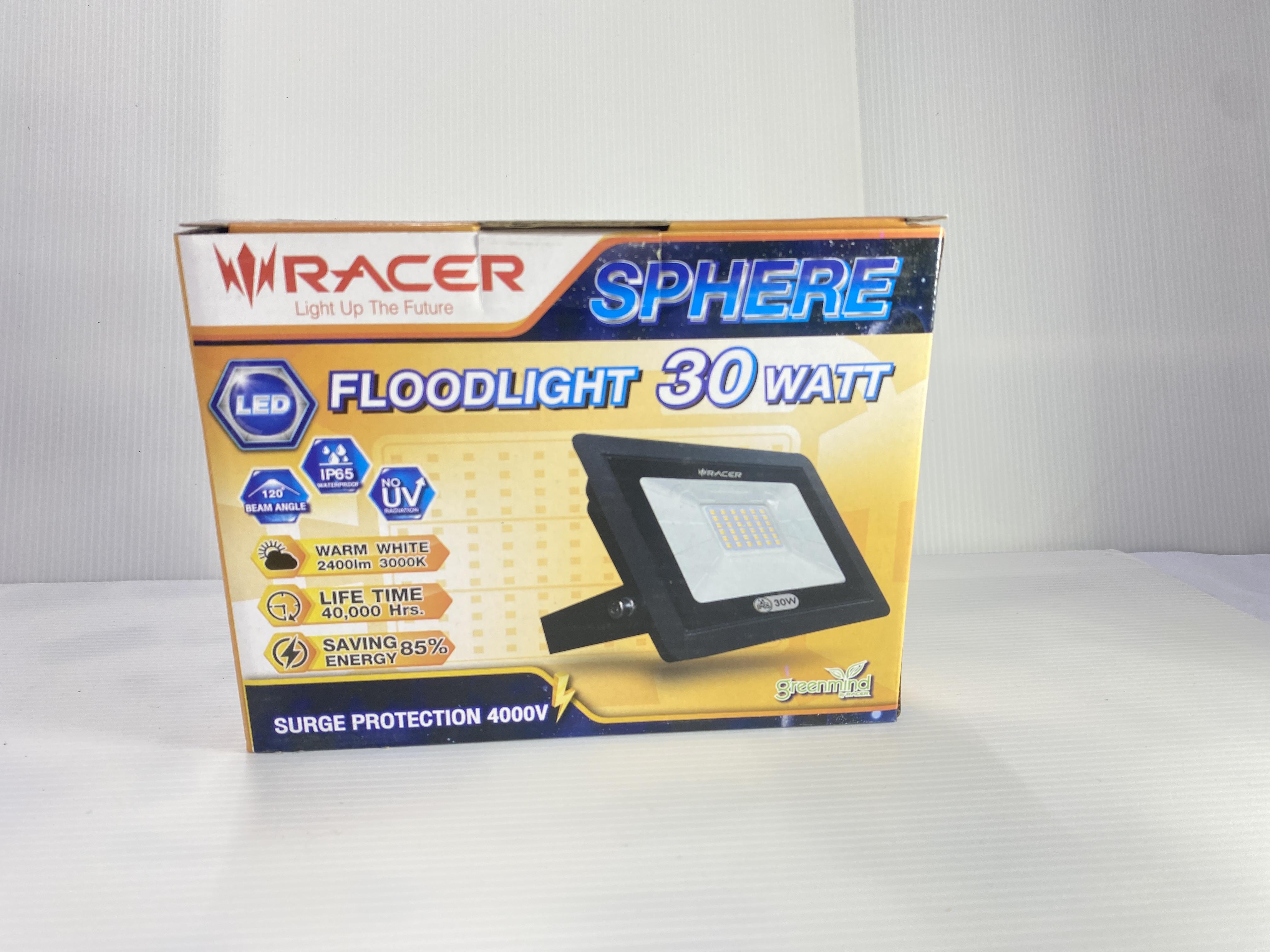 ** RACER โคมไฟสาดแสง LED สเฟียร์ 30 W IP65 แสงเหลือง (10/ลัง) ** RACER โคมไฟสาดแสง LED สเฟียร์ 30 W IP65 แสงเหลือง (10/ลัง) - ดำรงค์โฮมพลัส