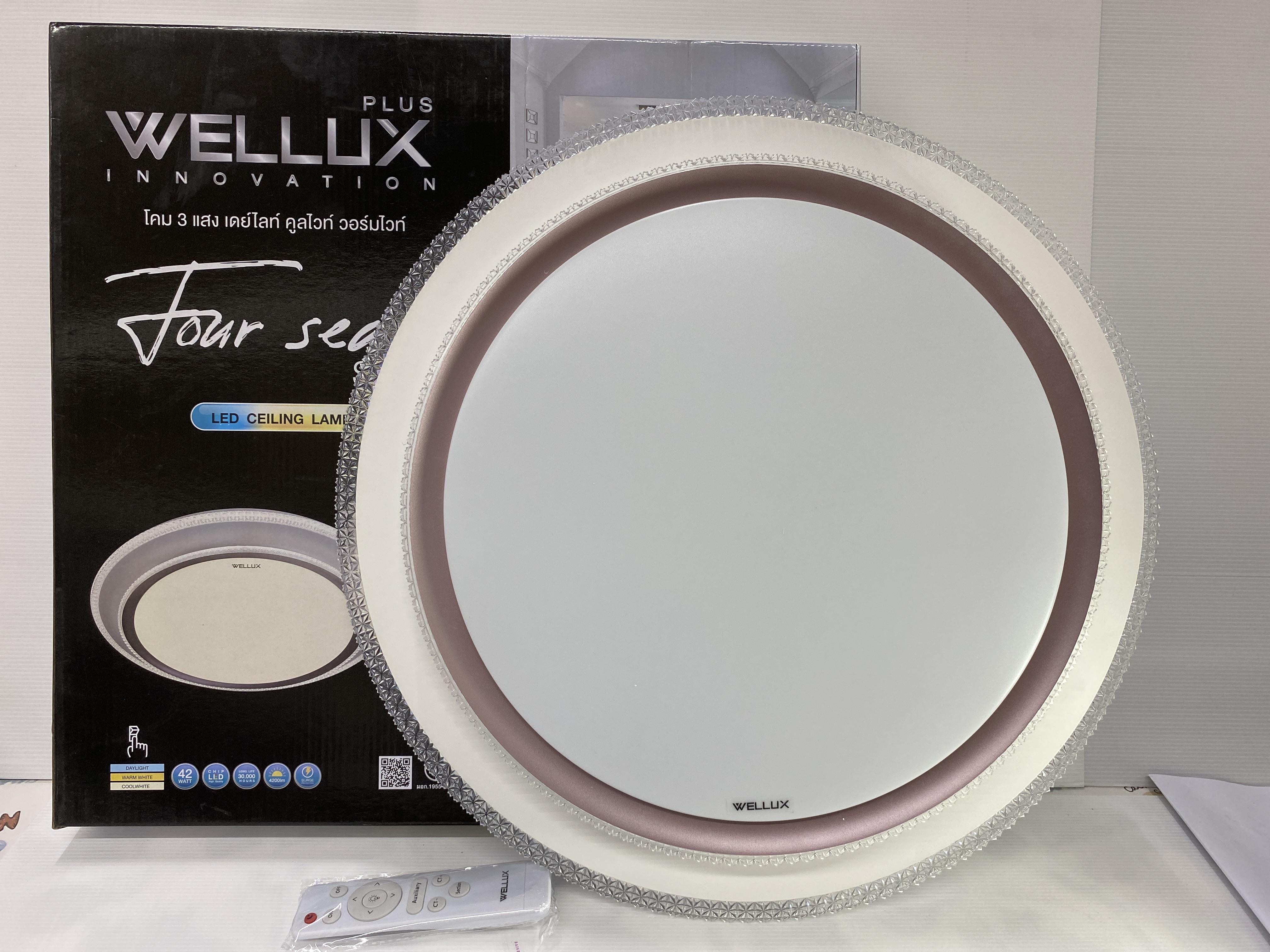 WELLUX โคมซาลาเปา FSB-42 DWC (รีโมท) ขอบน้ำตาล