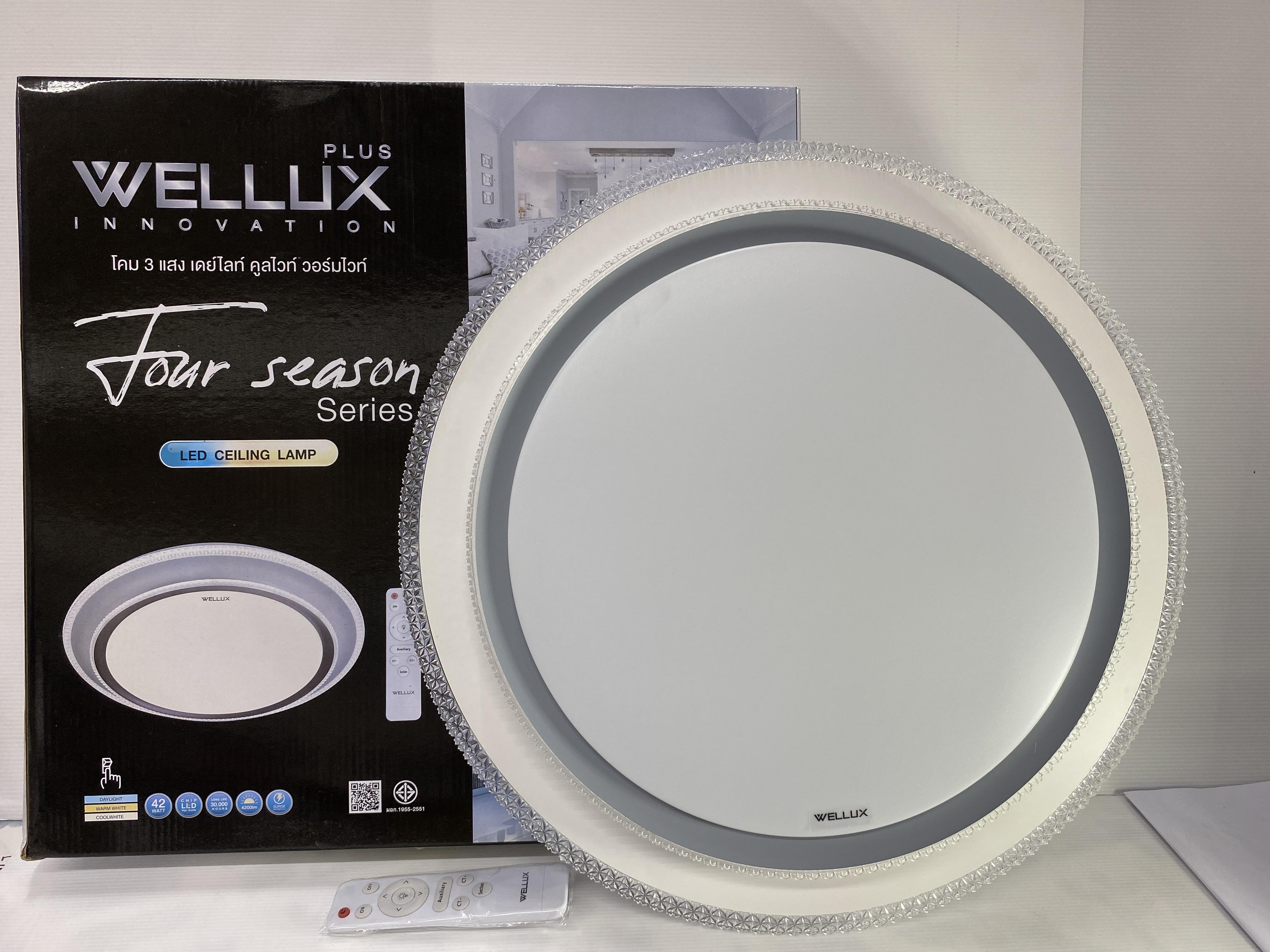 WELLUX โคมซาลาเปา FSG-42 DWC (รีโมท) ขอบเทา WELLUX โคมซาลาเปา FSG-42 DWC (รีโมท) ขอบเทา - ดำรงค์โฮมพลัส