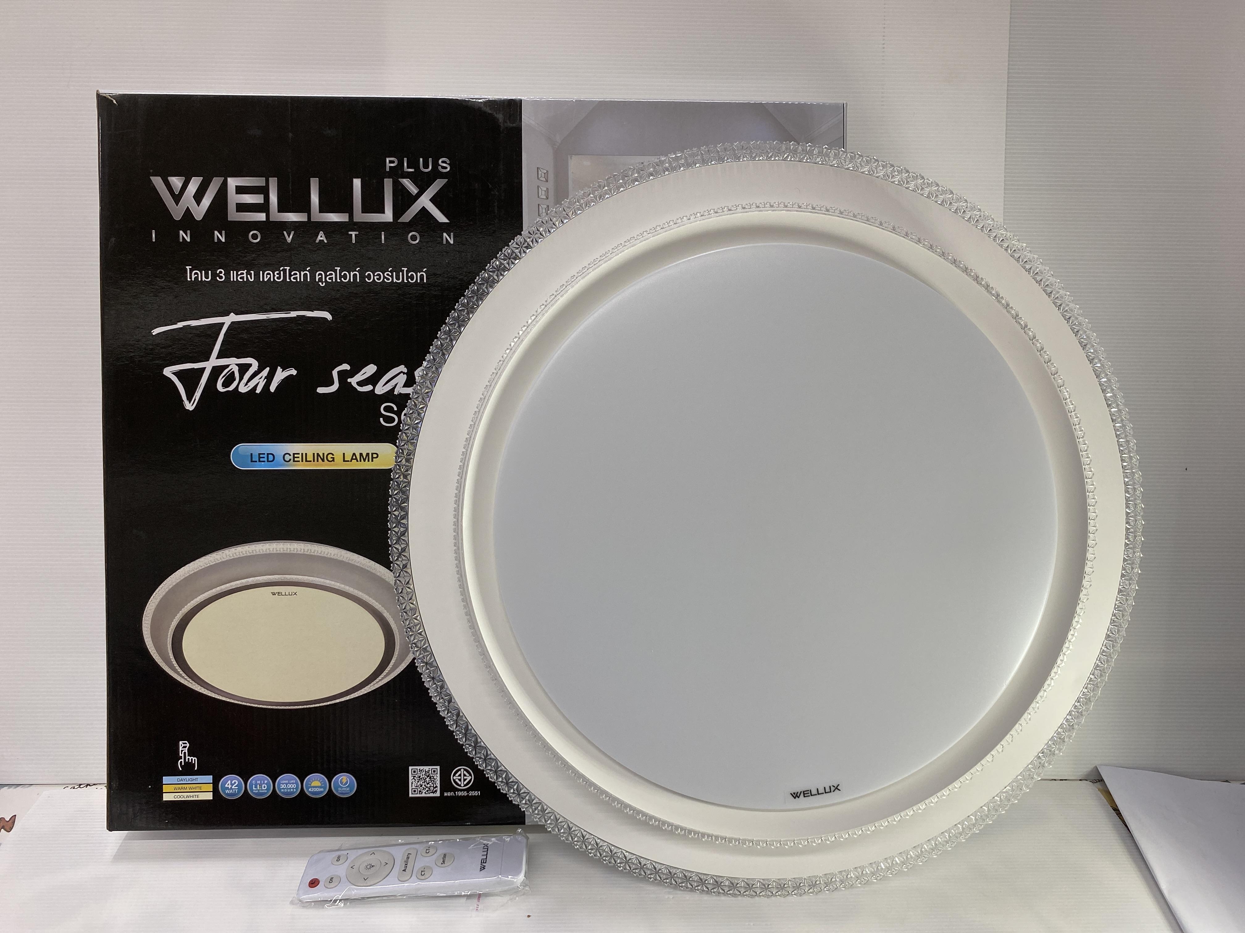 WELLUX โคมซาลาเปา FSW-42 DWC (รีโมท) ขอบขาว
