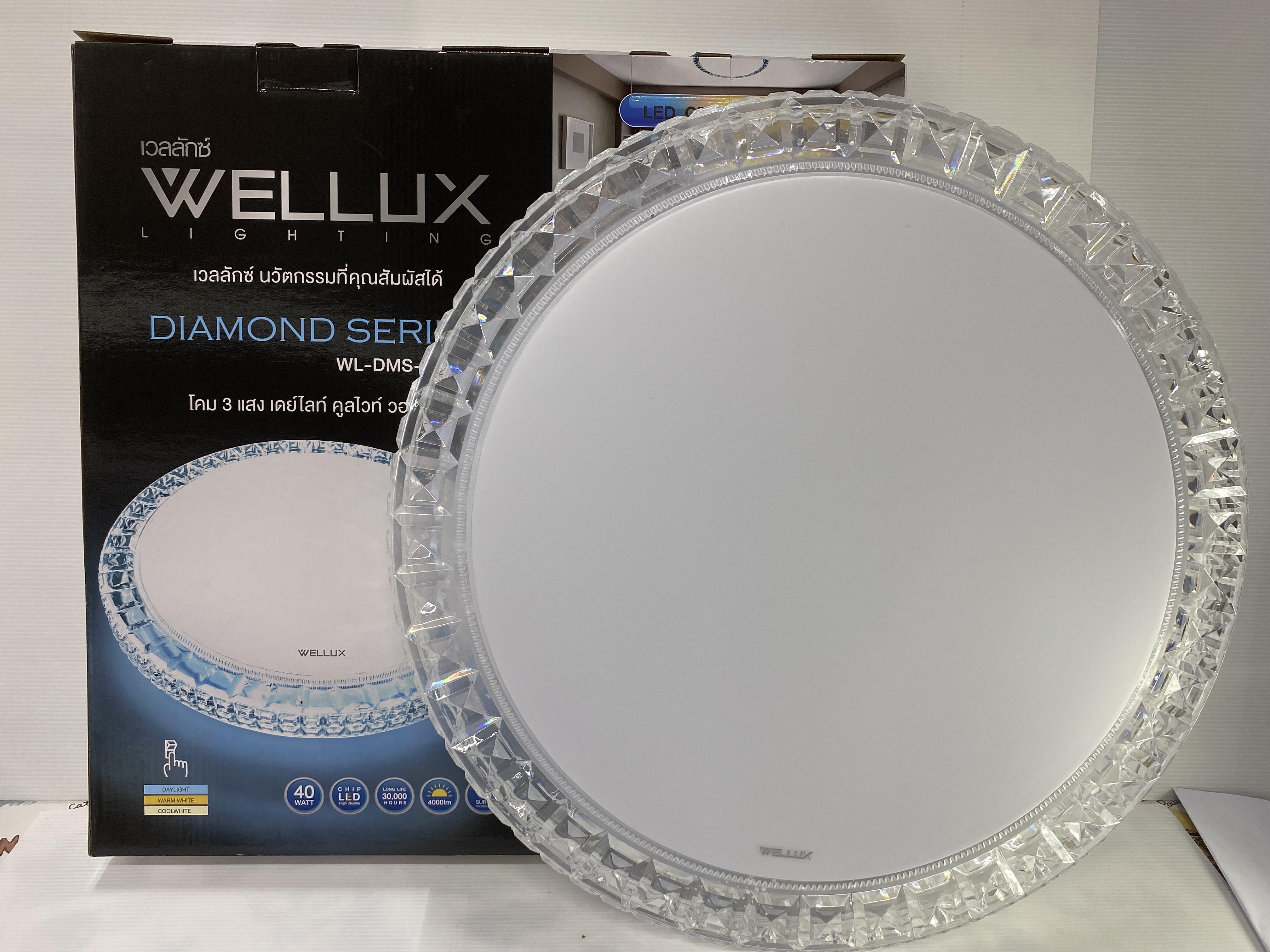 WELLUX โคมซาลาเปา DMS 40วัตต์ 3สเต็บ กรอบขอบเพชร