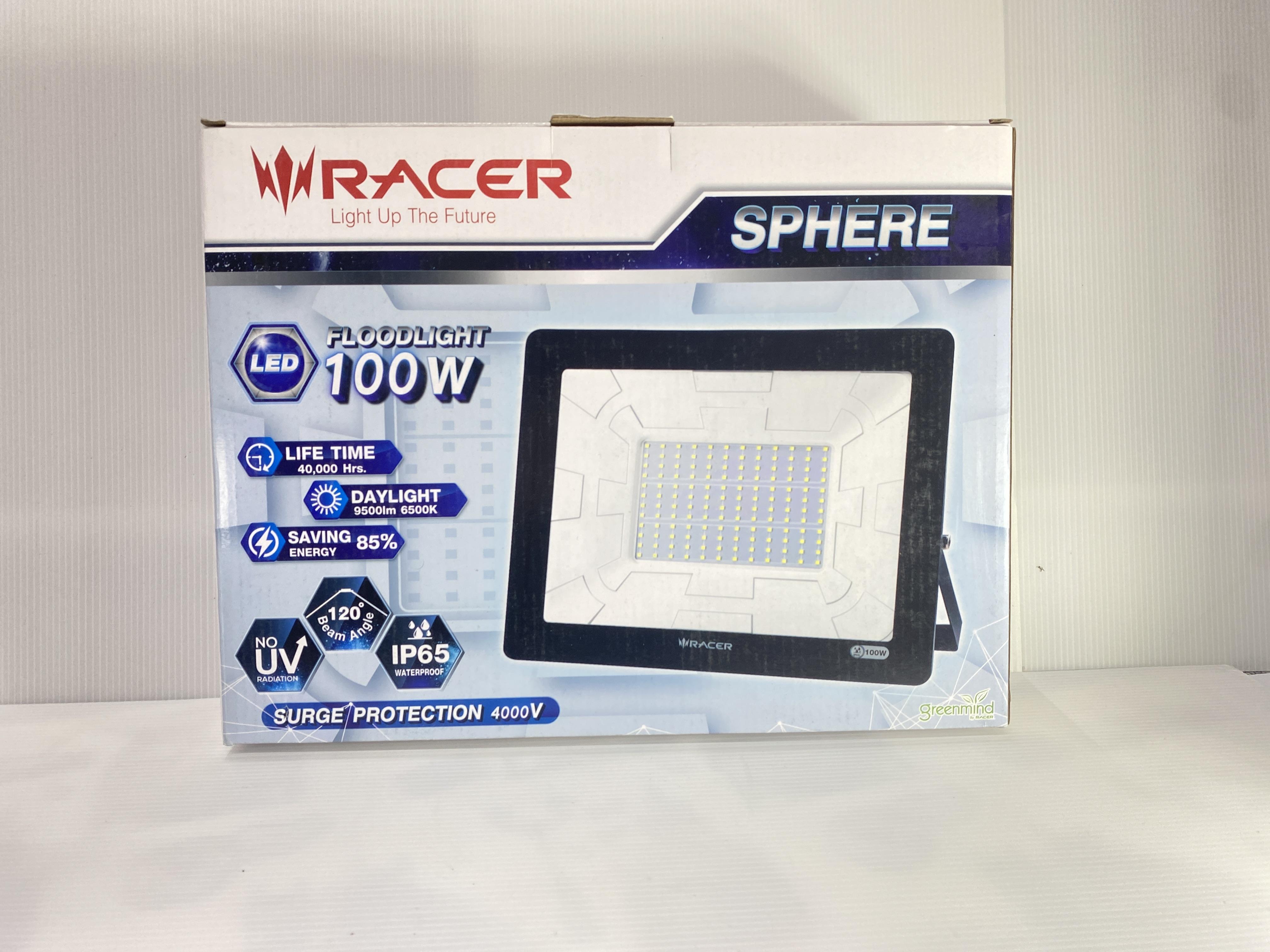 ** RACER LED โคมฟลัดไลท์ สเฟียร์ 100 W แสงขาว (2/ลัง)