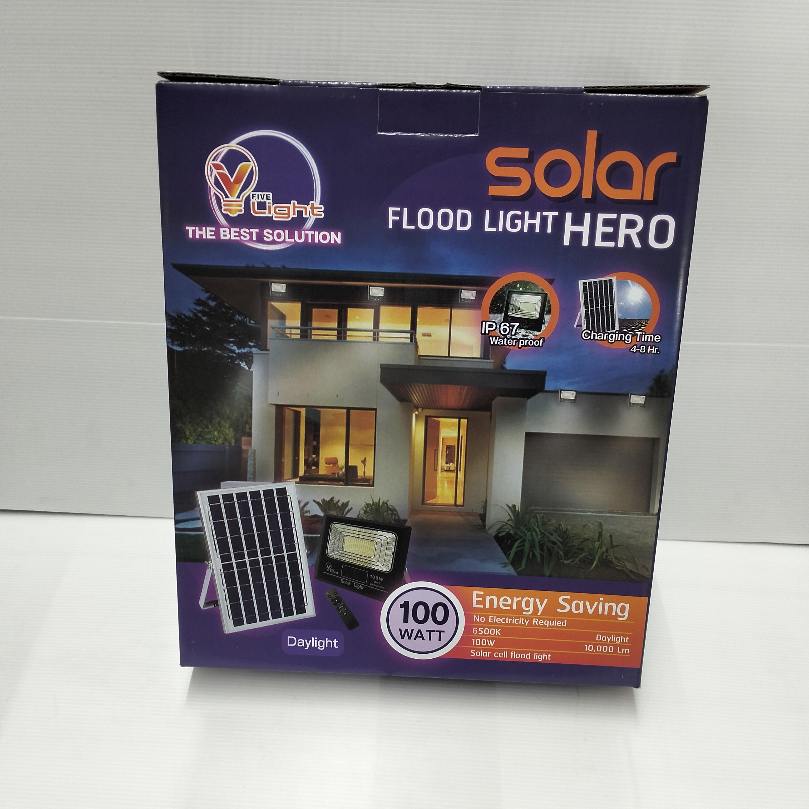 VLIGHT โคม SOLAR CELL FLOOD LIGHT HERO เดย์ไลท์ 100W