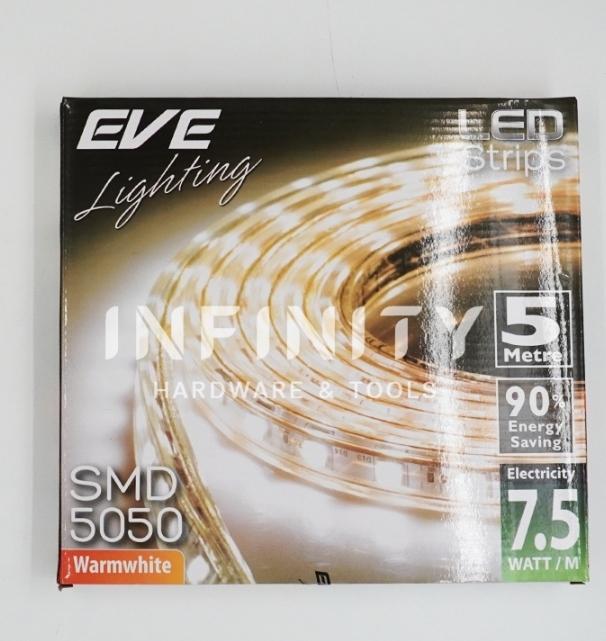 ไฟ LED เส้น SMD 5050 7.5w/เมตร IP65 กันน้ำ วอร์มไวท์ 220V 5ม. EVE