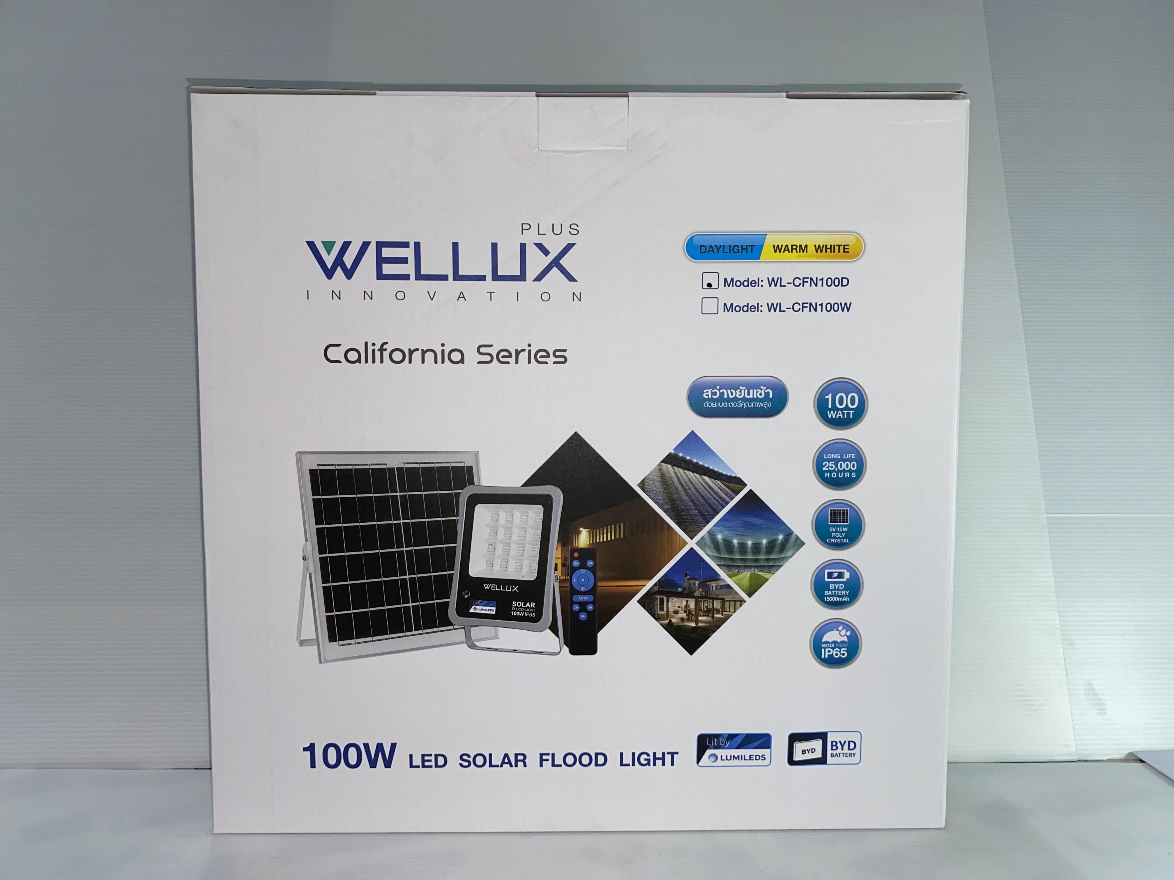 WELLUX สปอร์ตไลท์ โซล่าเซลล์ CFN 100 วัตต์ เดย์ไลท์