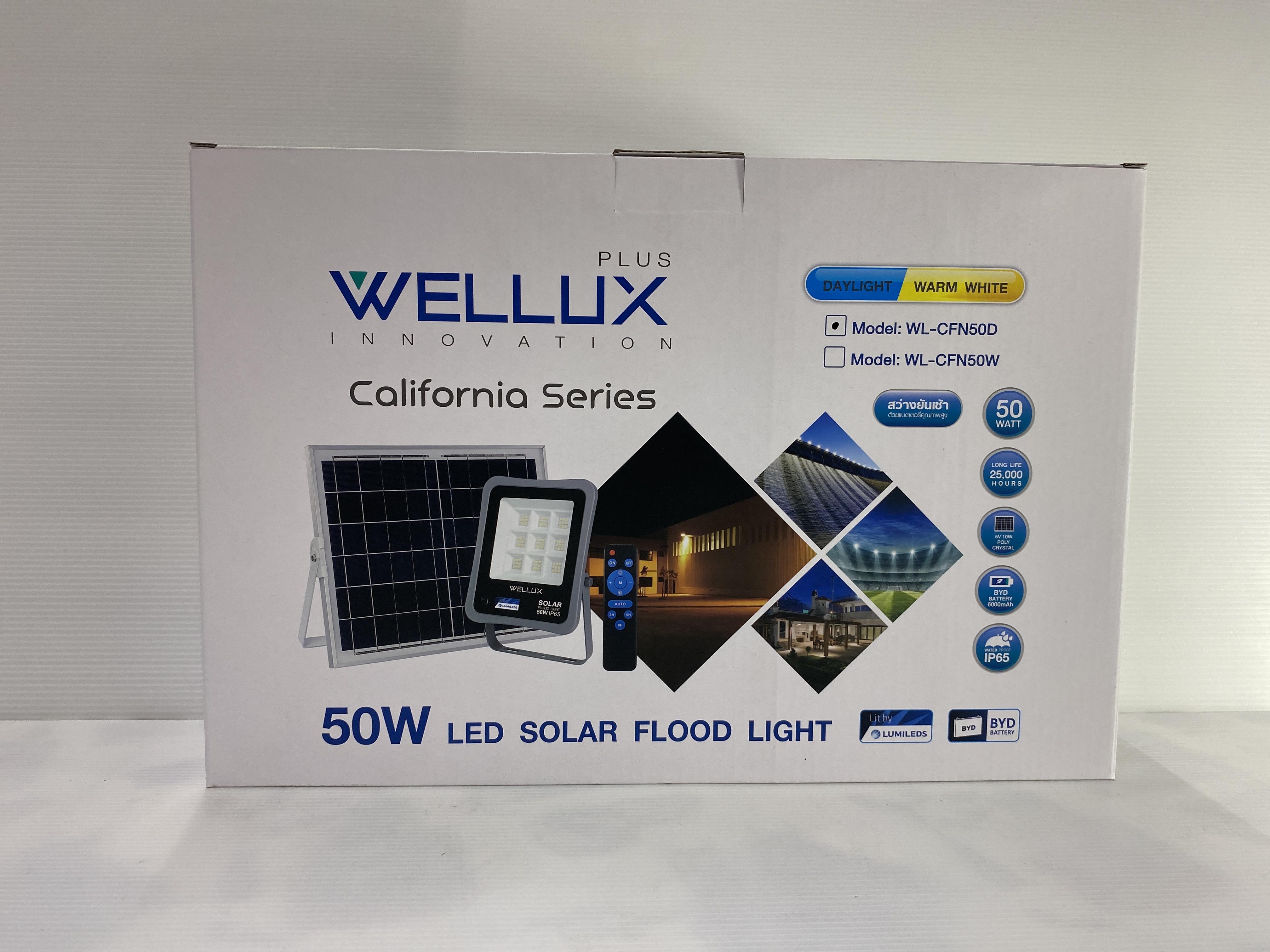 WELLUX สปอร์ตไลท์ โซล่าเซลล์ CFN 50 วัตต์ เดย์ไลท์