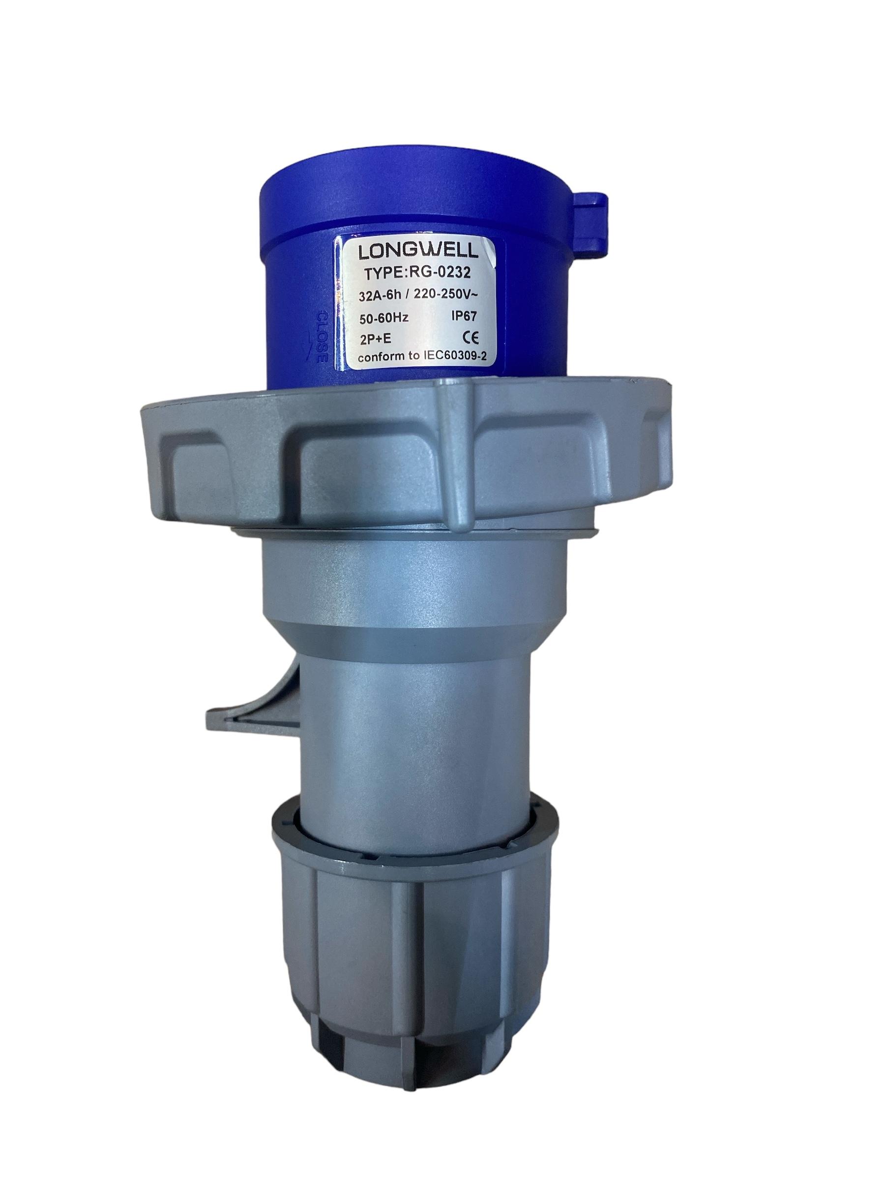 LONGWELL พาวเวอร์ปลั๊ก ตัวผู้ 2P+E 32A IP67 (RG-0232)(กันน้ำ)