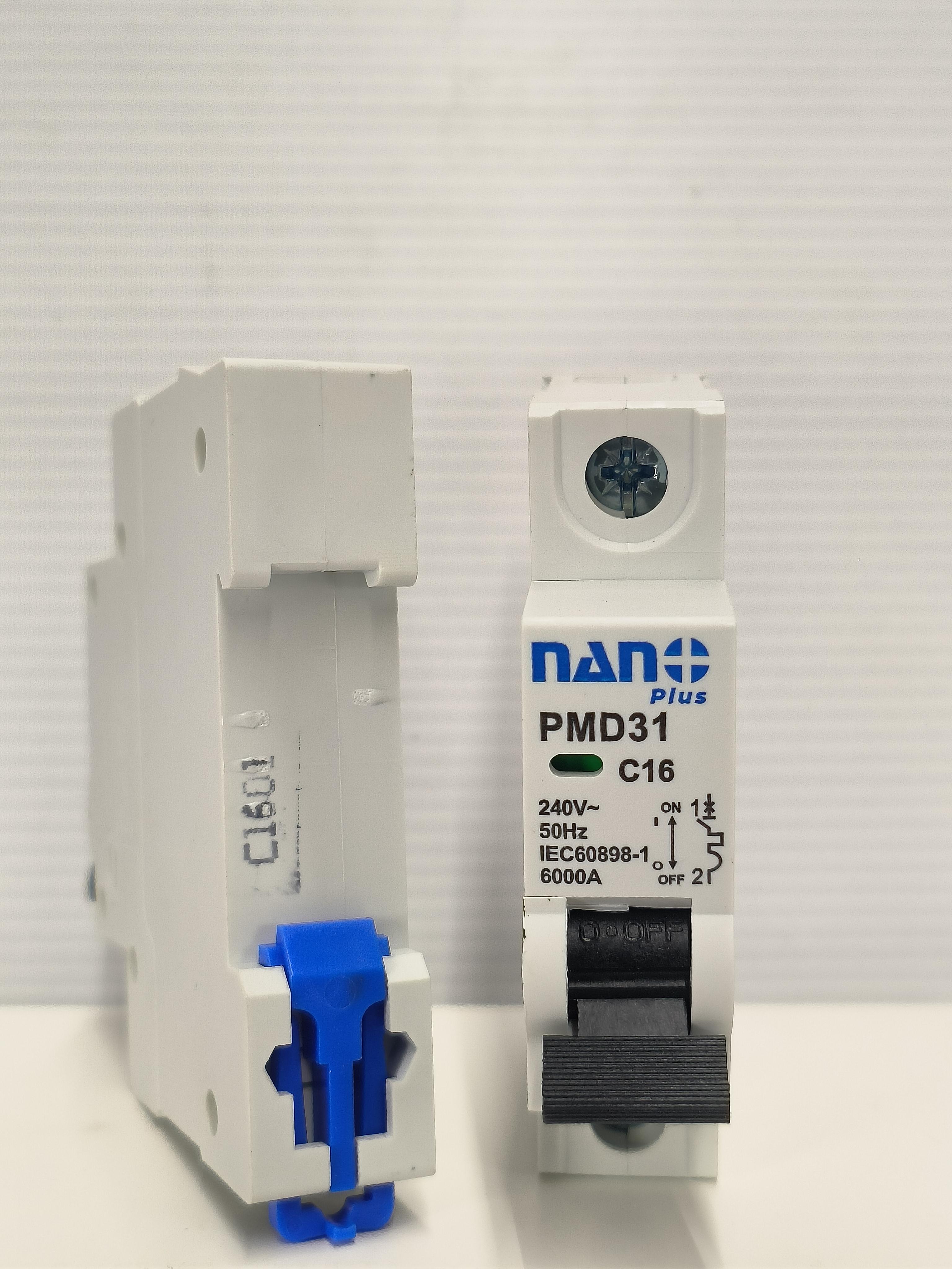 NANO เมนเซอร์กิตเบรกเกอร์ PMD31C16 1Pole 6kA 16A NANO เมนเซอร์กิตเบรกเกอร์ PMD31C16 1Pole 6kA 16A - ดำรงค์โฮมพลัส