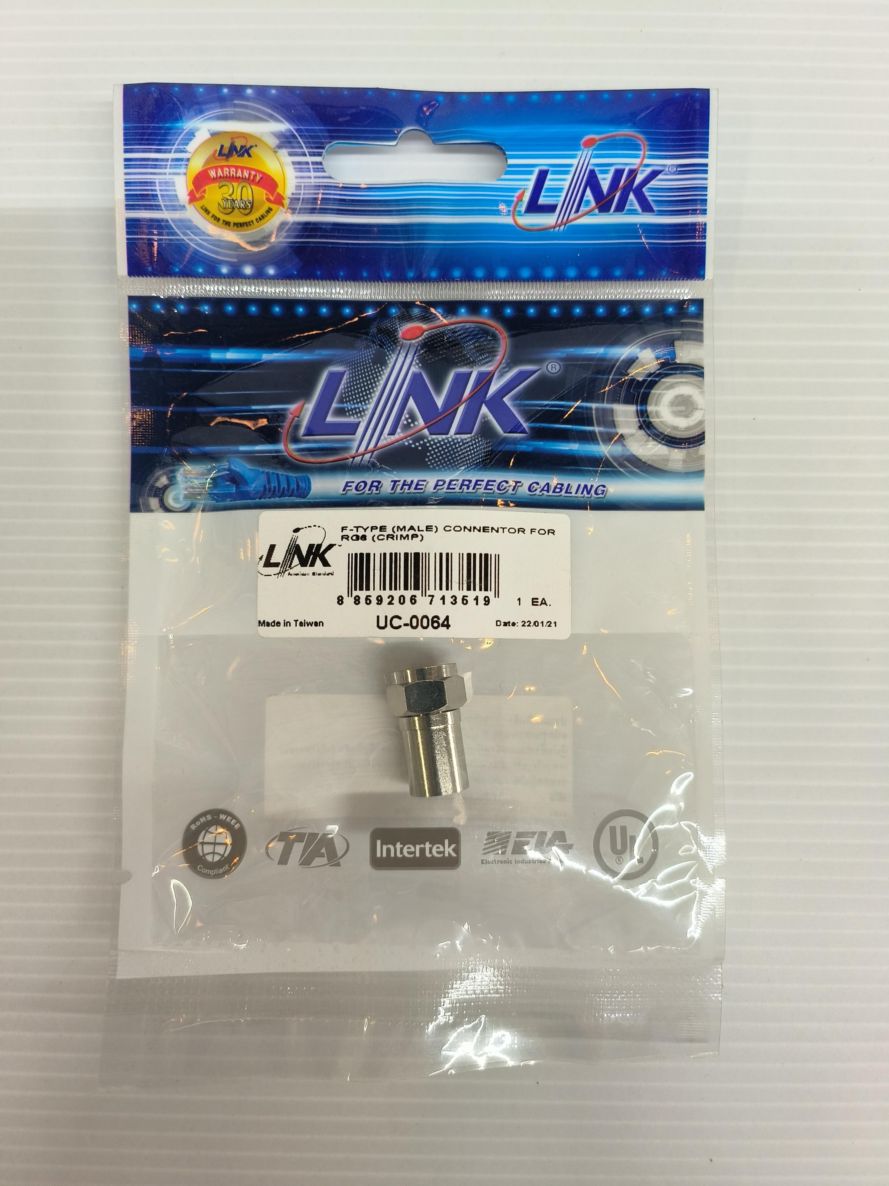 LINK หัวแจ็ค กล้องวงจรปิด F-Type RG6 CRIMP UC0064 LINK หัวแจ็ค กล้องวงจรปิด F-Type RG6 CRIMP UC0064 - ดำรงค์โฮมพลัส