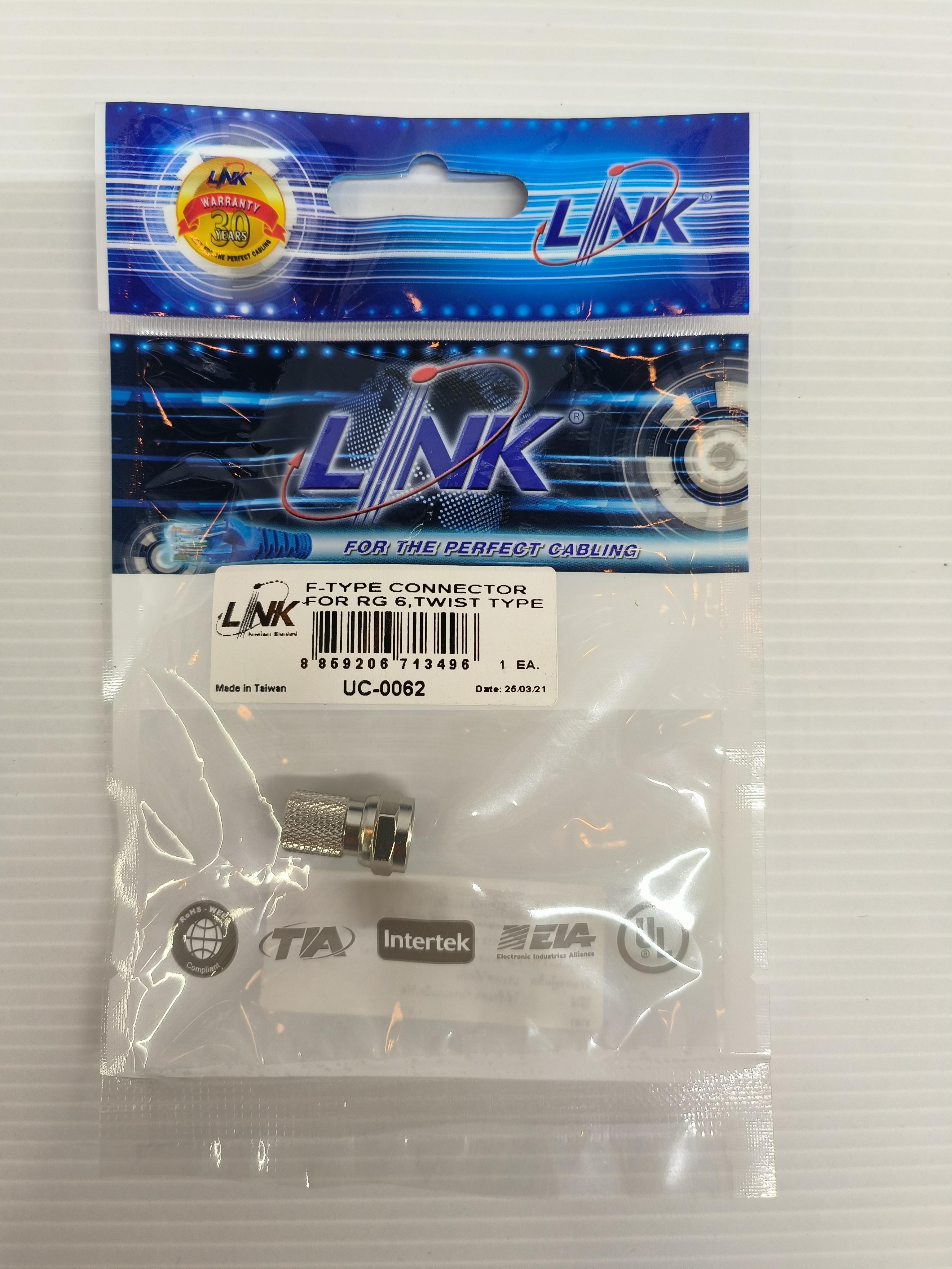 LINK หัวแจ็ค กล้องวงจรปิด F-Type RG6 TWIST UC0062 LINK หัวแจ็ค กล้องวงจรปิด F-Type RG6 TWIST UC0062 - ดำรงค์โฮมพลัส