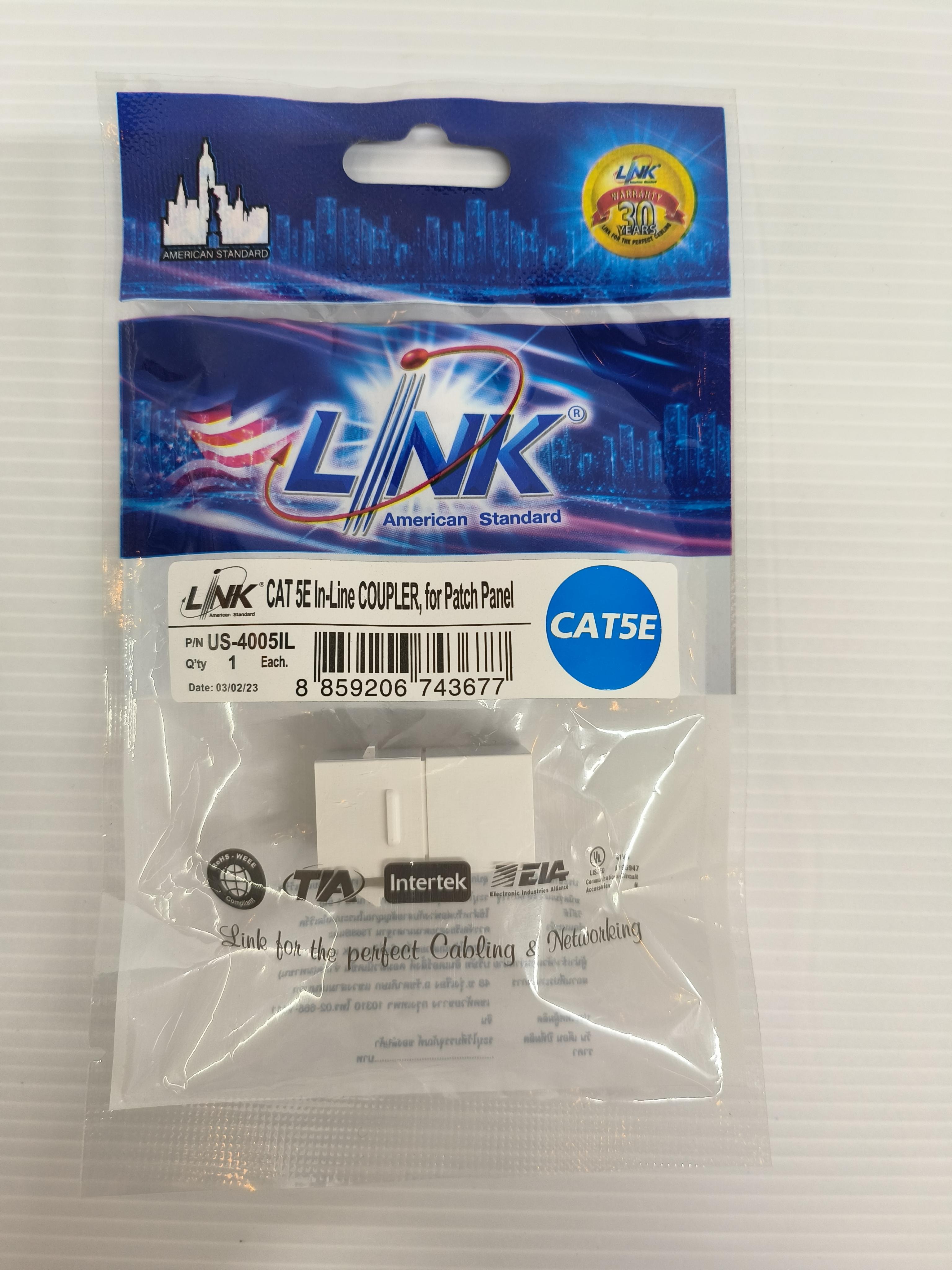 LINK ตัวต่อสายตัวเมีย 2ด้าน CAT5E US4005/IL LINK ตัวต่อสายตัวเมีย 2ด้าน CAT5E US4005/IL - ดำรงค์โฮมพลัส