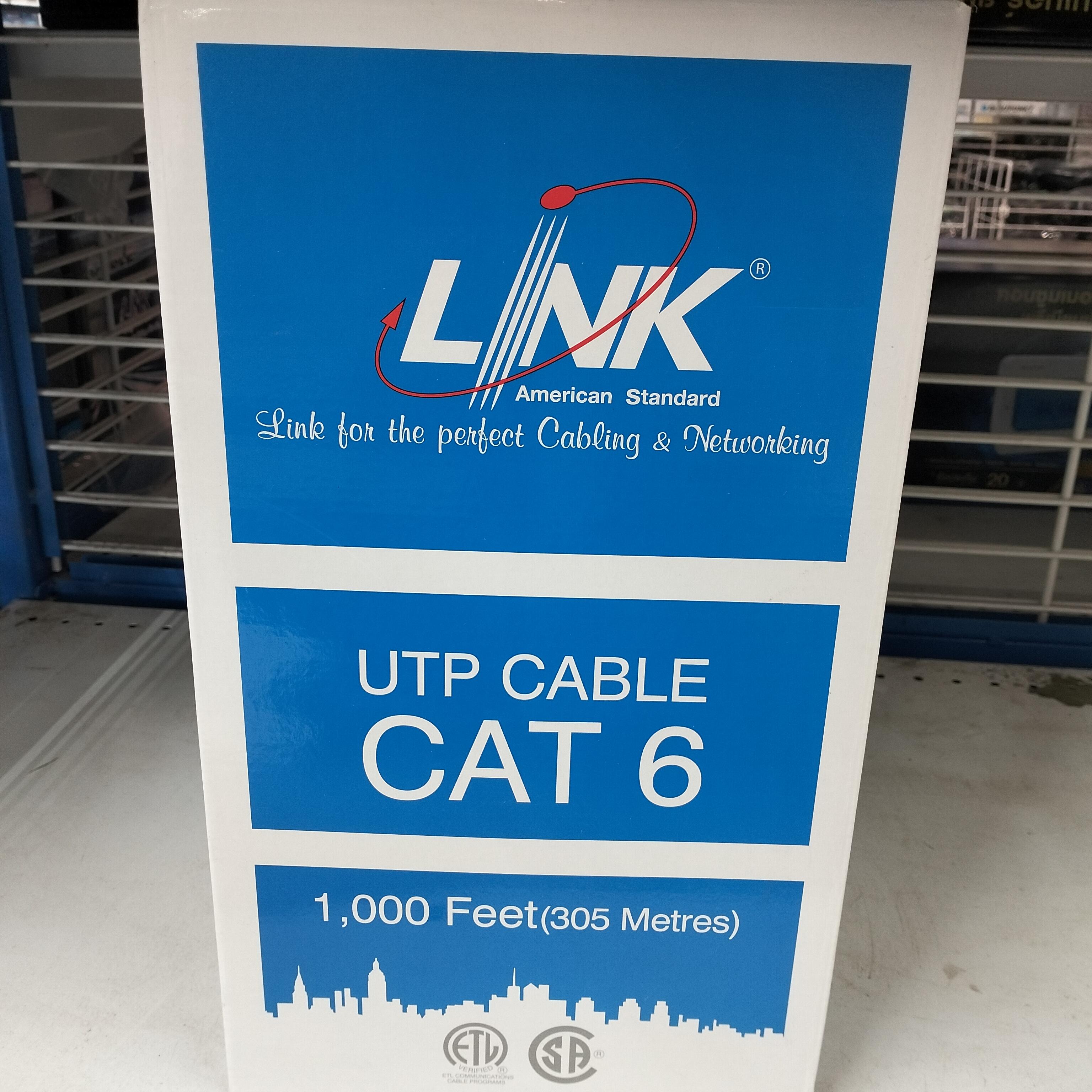 LINK สายแลน CAT6 ภายใน(250MHz) 24AWG CM สีฟ้า กล่อง 305ม. US9106A