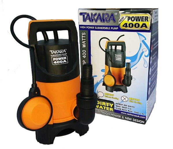 TAKARA ปั๊มจุ่มแช่พลาสติก POWER-400A 400W(ลูกลอย)1,1-1/4,1-1/2