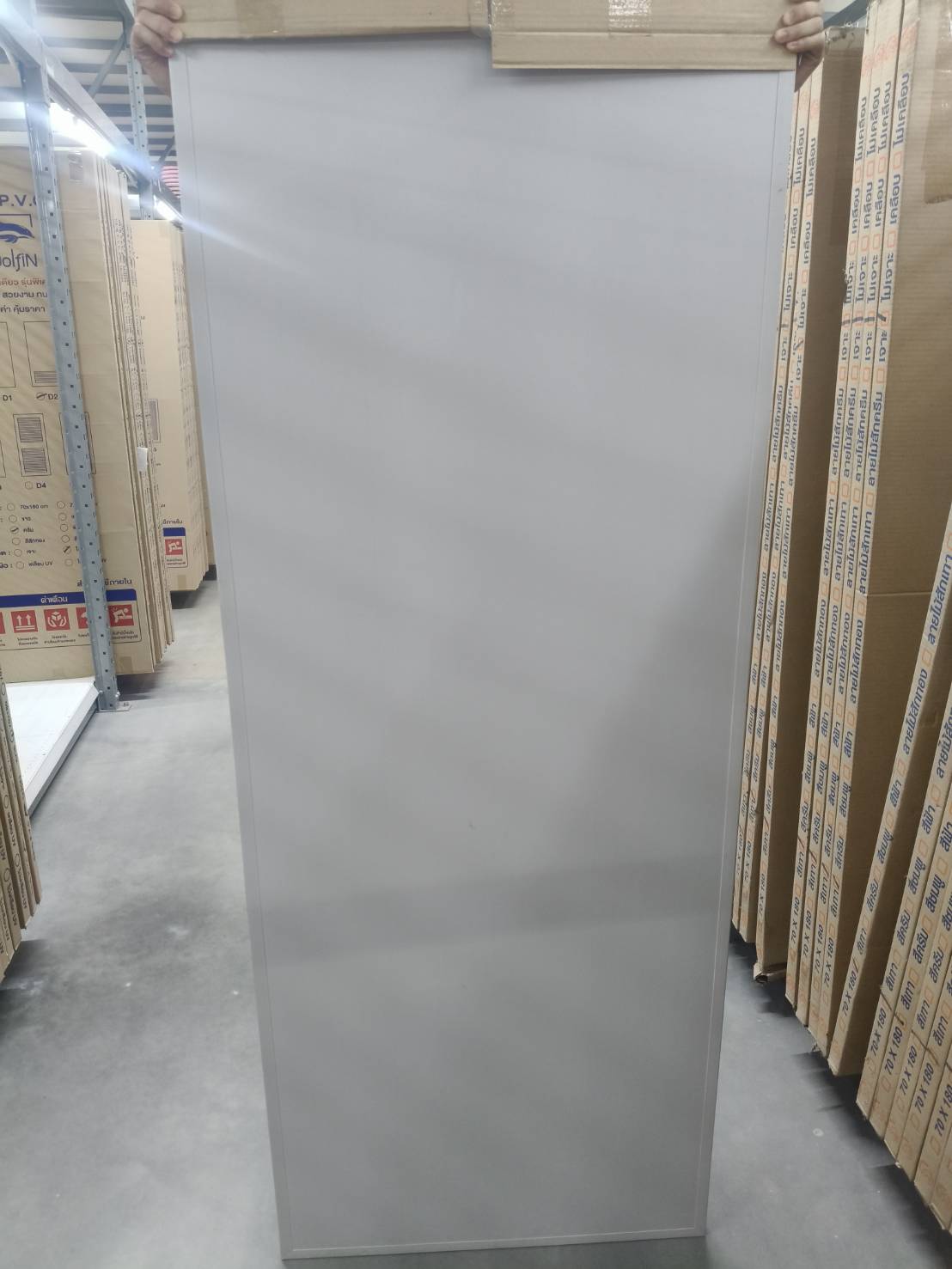 ประตู PVC ทึบ 70*180*1.5 เทา ไม่เจาะ (ตราช้าง) - ตกแต่ง ราคา 780 บาท