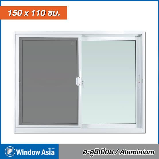 WINDOW ASIA หน้าต่างบานเลื่อน SS สีขาว มีมุ้ง 150*110
