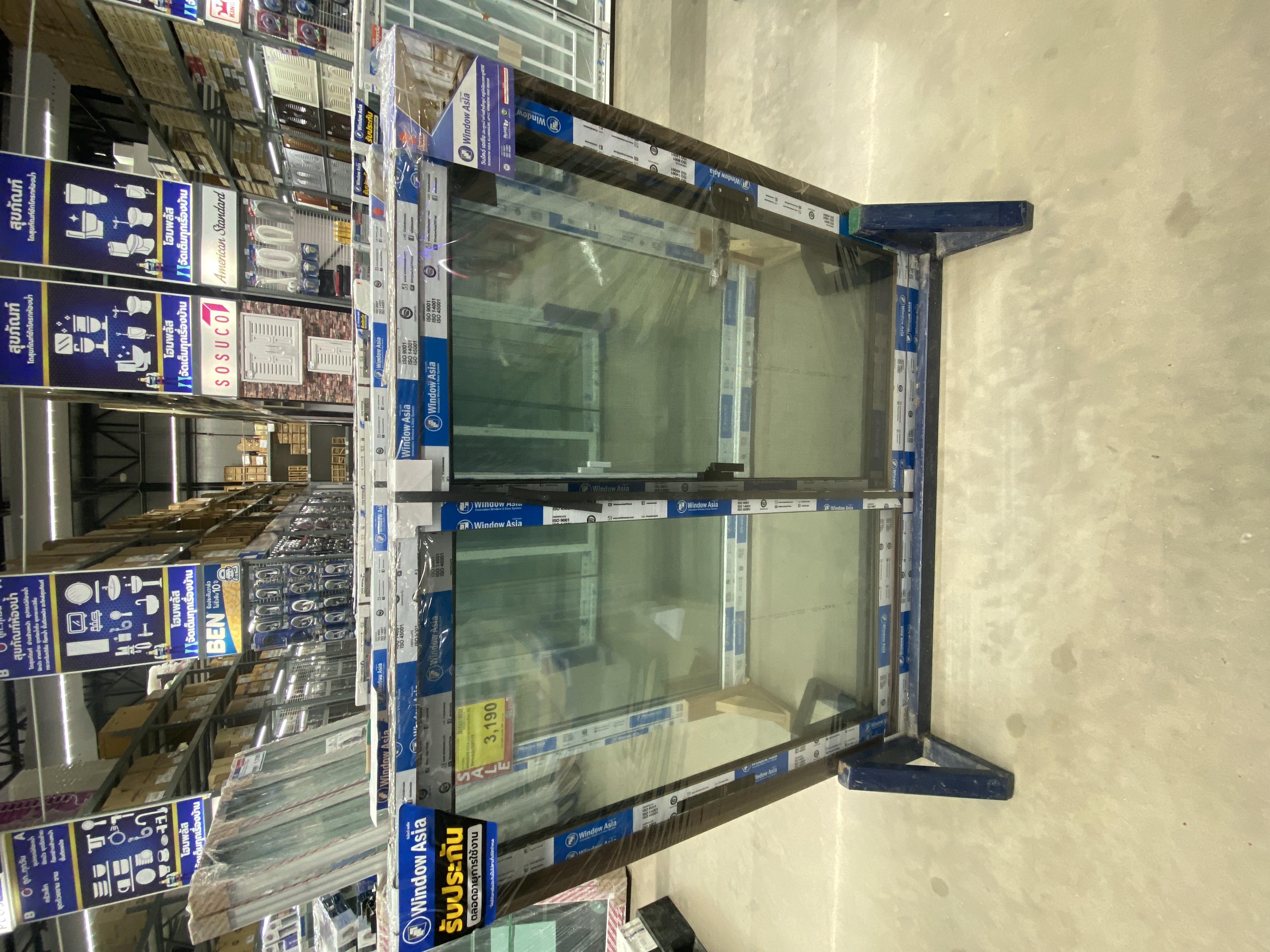 WINDOW ASIA หน้าต่างบานเลื่อน SS(FA) ECO มีมุ้ง 120*110 ลายไม้เข้ม