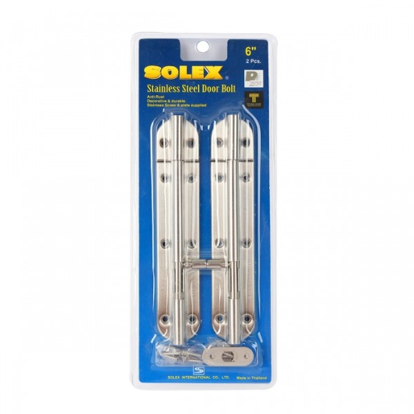 SOLEX กลอนแสตนเลส AC (แผง)- แพ็คคู่ 6นิ้ว SOLEX กลอนแสตนเลส AC (แผง)- แพ็คคู่ 6นิ้ว - ดำรงค์โฮมพลัส