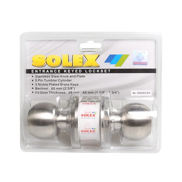 SOLEX กุญแจลูกบิด ห้องน้ำ 5500SS/BK SOLEX กุญแจลูกบิด ห้องน้ำ 5500SS/BK - ดำรงค์โฮมพลัส