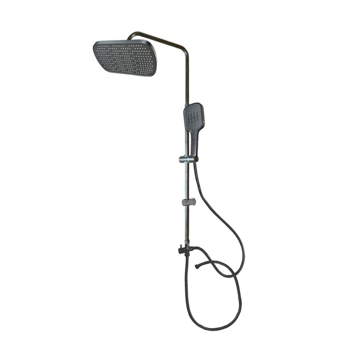 VEGARR ชุด Rain shower สีเทากราไฟท์ ทรงเหลี่ยมมน ฝักบัวสายอ่อน 1 ระบบ T-900 GP