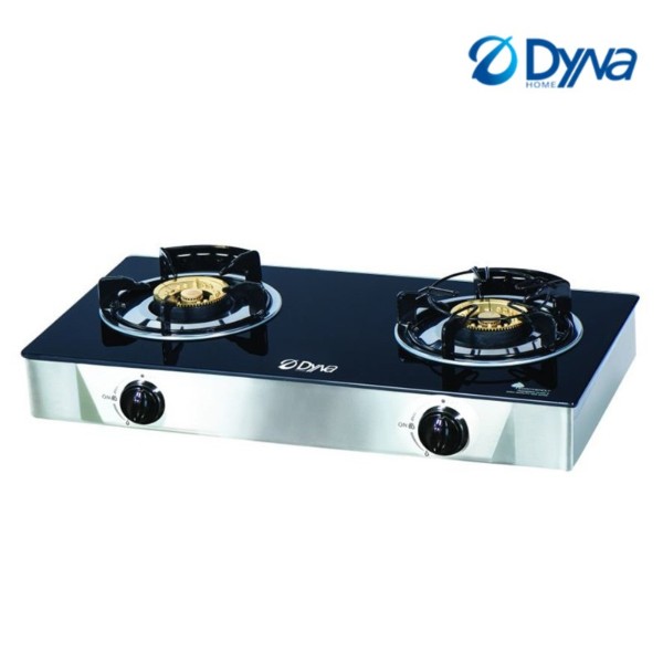 Dyna Home เตาแก๊สหน้ากระจกตั้งโต๊ะ 2หัว ทองเหลือง DF-7238-F