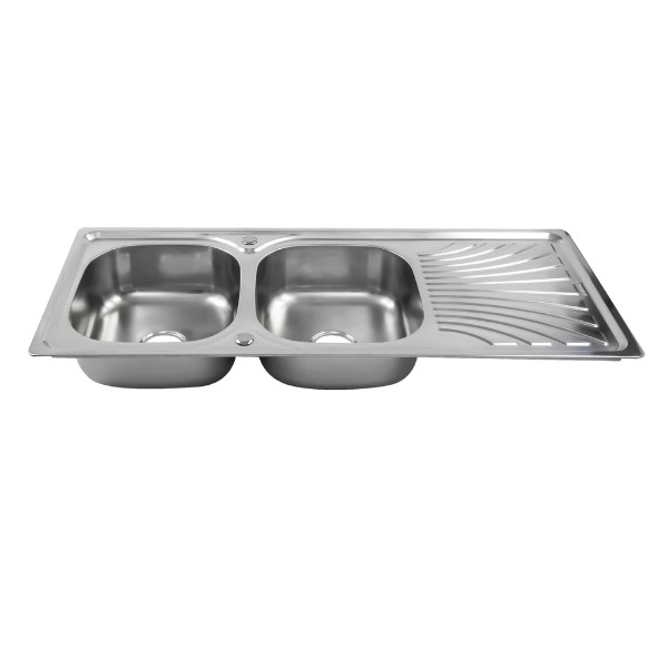 Dyna Home ซิ้งค์สองหลุมมีที่พัก แบบฝัง หนา 0.7mm. DH-12050-B