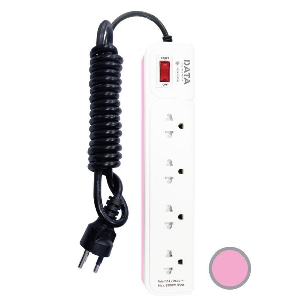 DATA ปลั๊กไฟ มอก. AP4195 4ช่อง 1สวิตซ์ 5ม. สีชมพู