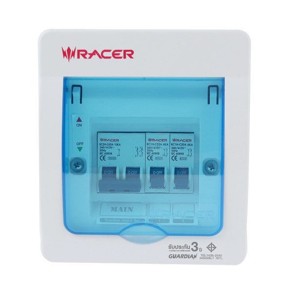 RACER ตู้คอนซูเมอร์เซ็ทสำเร็จไฮบริดเซต 63A 2ช่อง (10/ลัง) 8858869068172 RACER ตู้คอนซูเมอร์เซ็ทสำเร็จไฮบริดเซต 63A 2ช่อง (10/ลัง) 8858869068172 - ดำรงค์โฮมพลัส