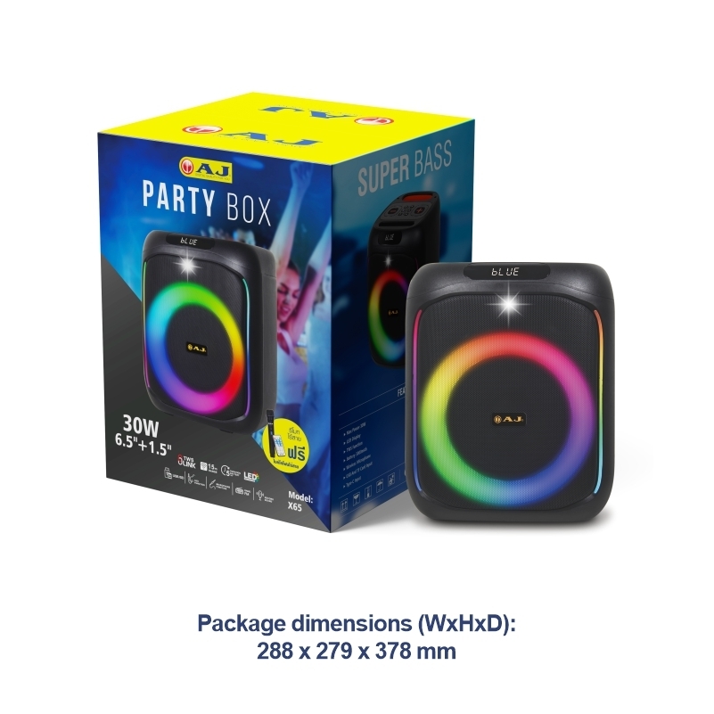 AJ ลำโพงบลูทูธ AJ-X65 60วัตต์ พร้อม ไมโครโฟน